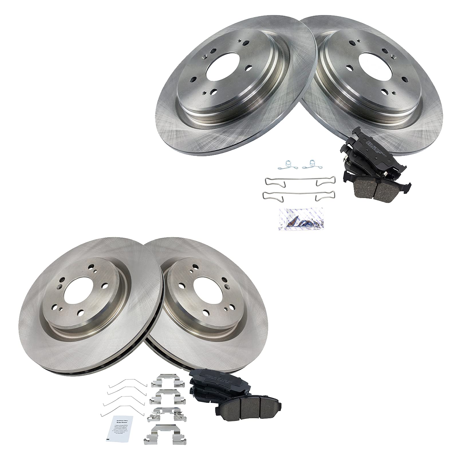 Trq Front And Rear Brake Pad & Rotor Kit Brake Pads Brake Rotor Ceramic Compatible With 2019-2020 Acura Rdx