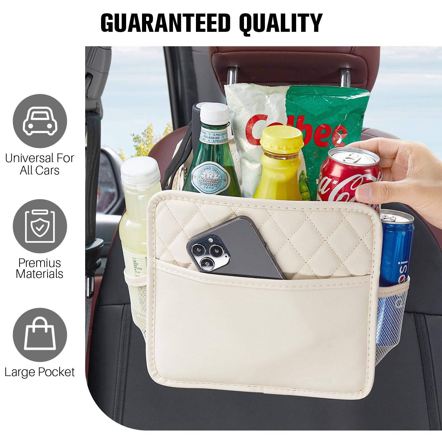 LXUNYI Car Seat Organizer,2 Pack Waterproof Pu Leather Backseat Car Organizer and Storage Bag Foldable Universal Hanging Car Sea