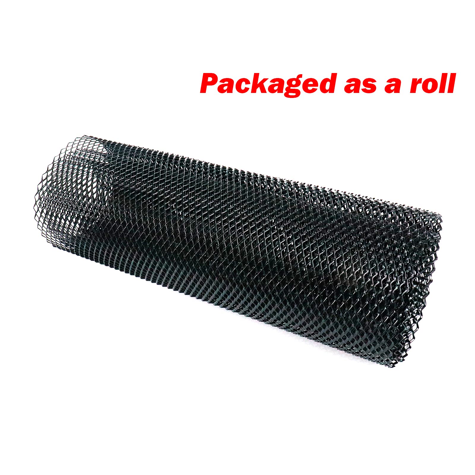 Modengzhe 40 X 13 Inch Car Grill Mesh Sheet, Black Painted Aluminum Alloy Multifunctional Grille Mesh Roll, 4 X 8 Mm Rhombic-Shape Grids
