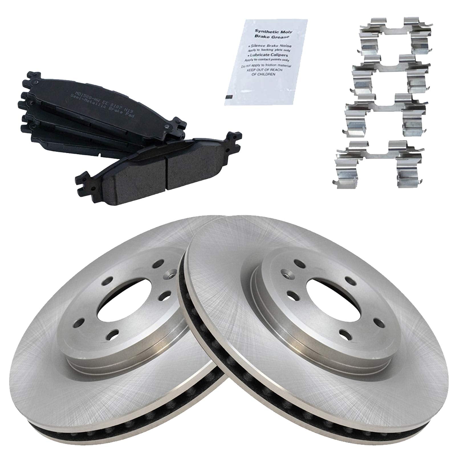 Trq Front Brake Pad & Rotor Kit Brake Pads Brake Rotor Semi-Metallic Compatible With 2011-2019 Ford Explorer 2009-2019 Flex 2010