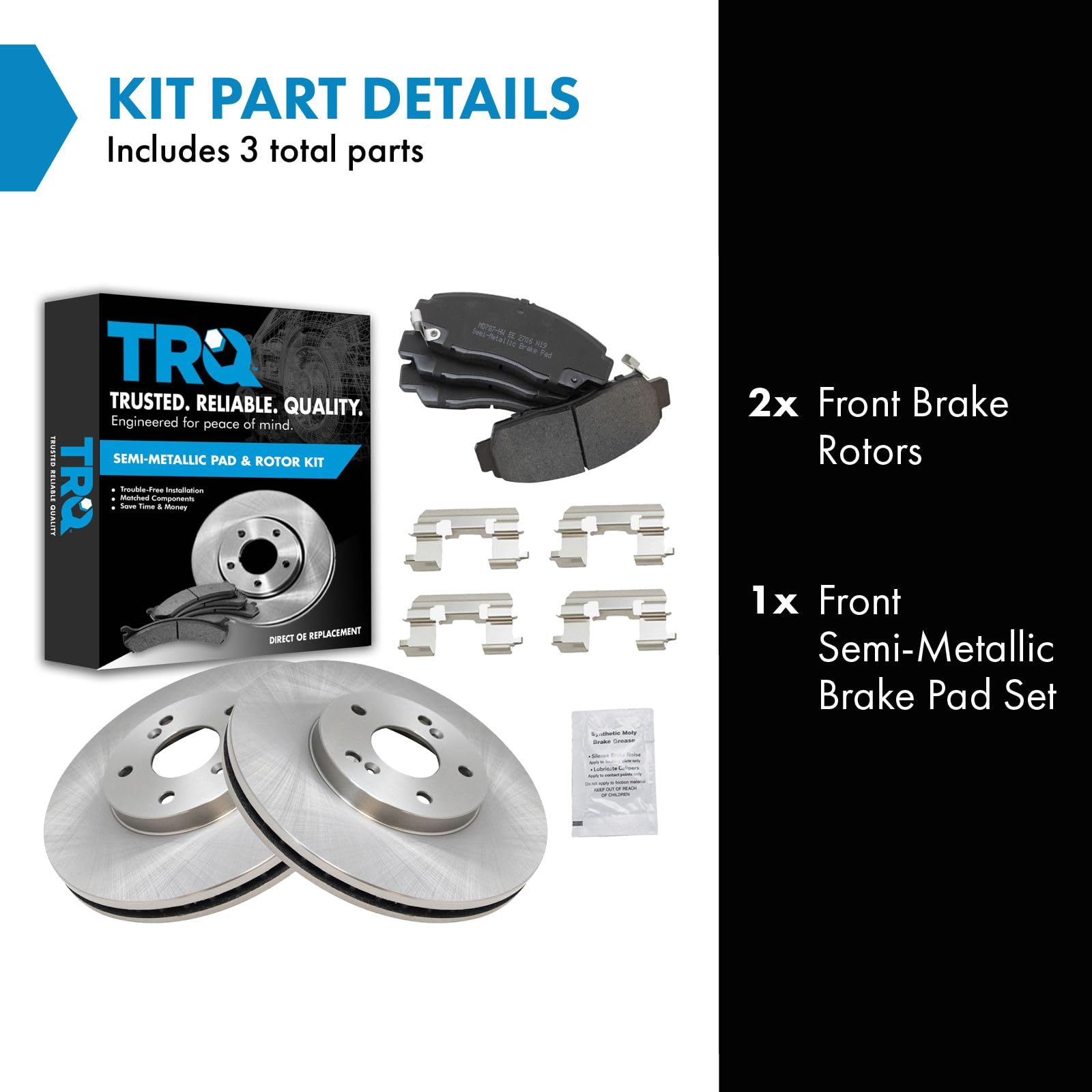 Trq Front Brake Pad & Rotor Kit Brake Pads Brake Rotor Semi-Metallic Compatible With 2001-2003 Acura Cl 1999-2008 Tl 2004-2010 T