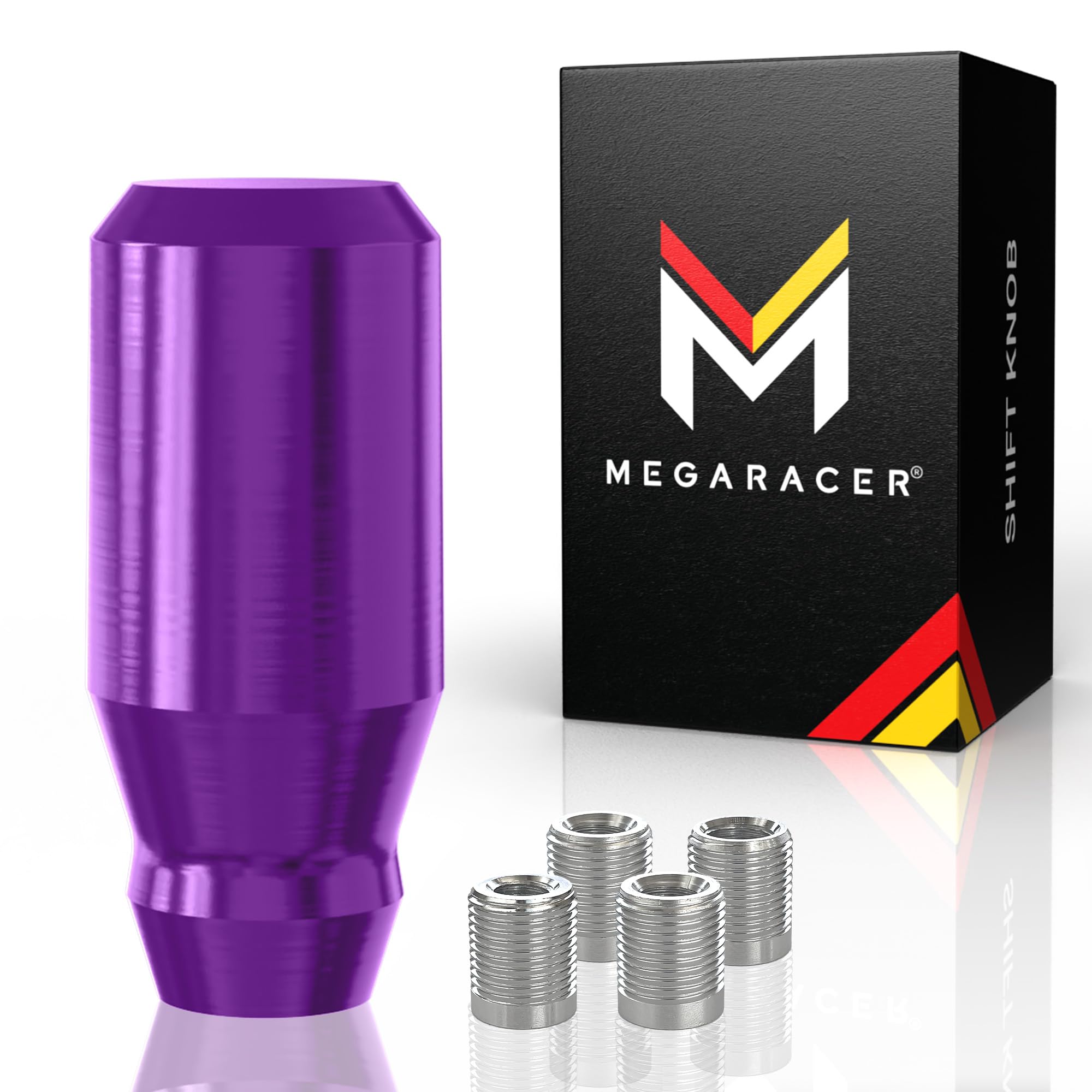 Mega Racer 8cm Purple Aluminum Shift Knob - for Buttonless Automatic and 4, 5 and 6 Speed Manual Transmission Vehicles, Interior