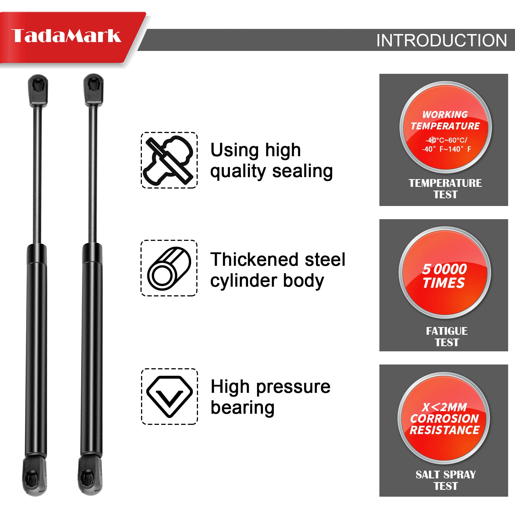 TadaMark 2 Pcs 15 Inch 24lbs/107N Gas Strut Spring Shock for ATC Snugtop Leer Camper Shell Window Tonneau Cover C1604154 C16-041