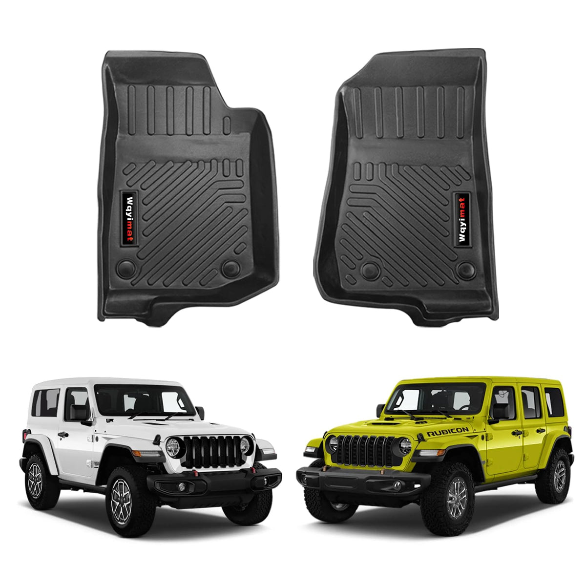 Wqyimat Custom for 2018-2024 2025 Jeep Wrangler JL 4 Door 2 Door 4XE/Jeep Gladiator Floor Mats 2 Pcs All Weather TPE Rubber Prot