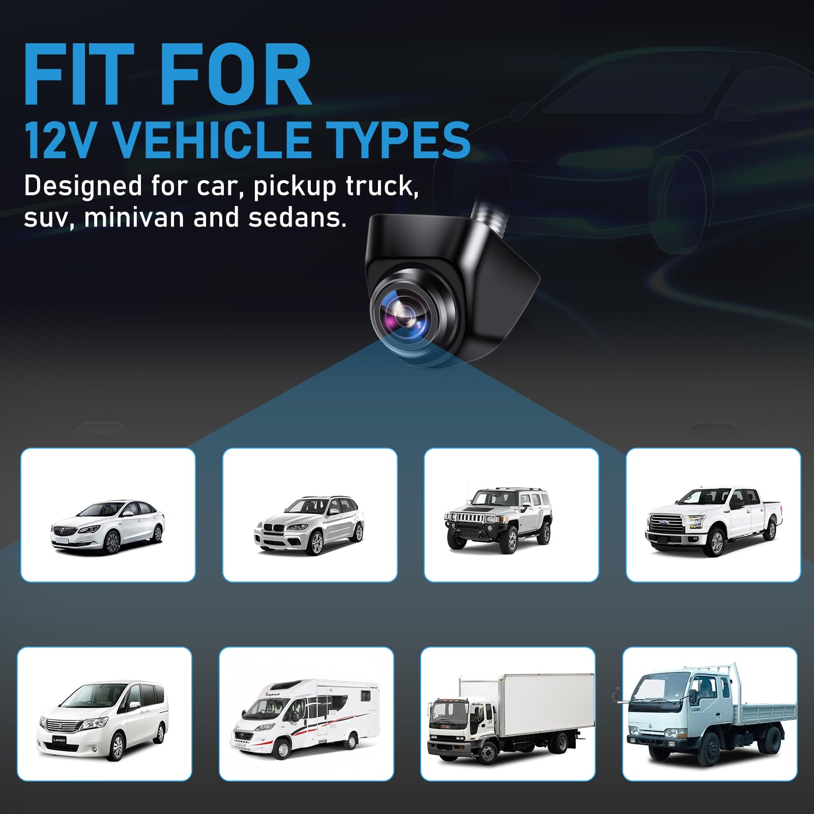 Hd Backup Camera For Car Universal Front/Side/Rear Camera For 12V Car Truck Pickup Suv Rear View Reverse Camera With 360 Rotatio