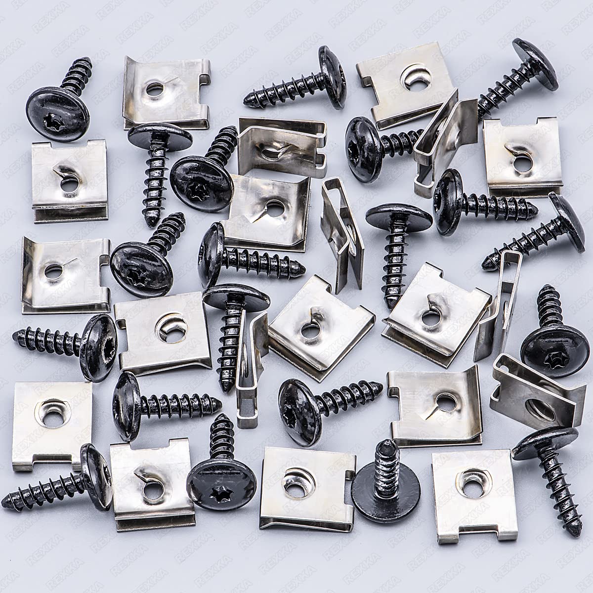 Rexka 20 Sets T25 M5X19Mm Fender Liner Bumper Cover Splash Shield Screw U Nut Kit For Audi Vw N90775001 N10433701 N90892001 -Multipurposes- Spoiler Under Cover Liner Wheelhouse Liner License Bracket