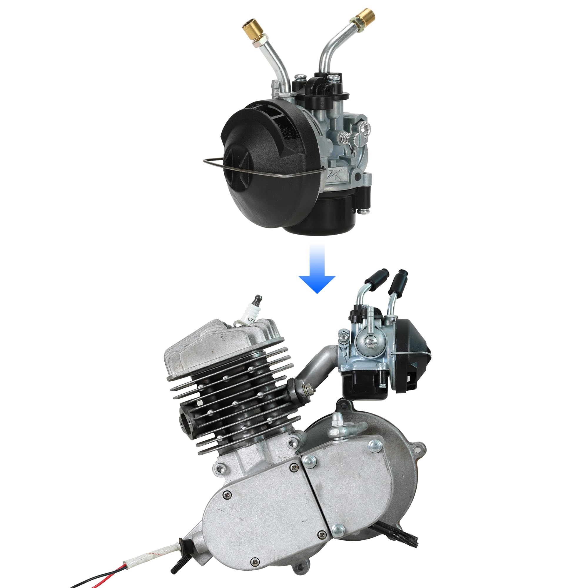 YOXUFA Upgraded 2 Stroke Carburetor Throttle Cable Assembly Kit for 80cc 100cc 49cc 50cc 66cc Engine Gas Motor Motorized Bike Mo