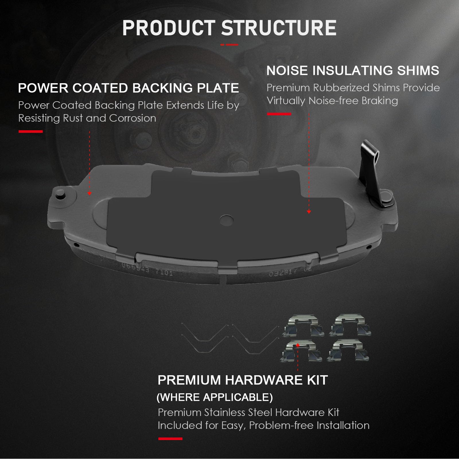 Cciyu D1521 Front Ceramic Disc Brake Pads Kit For Acura Rdx 2019,For Honda Crosstour 2012-2015,For Honda Odyssey 2011-2017 4Pcs