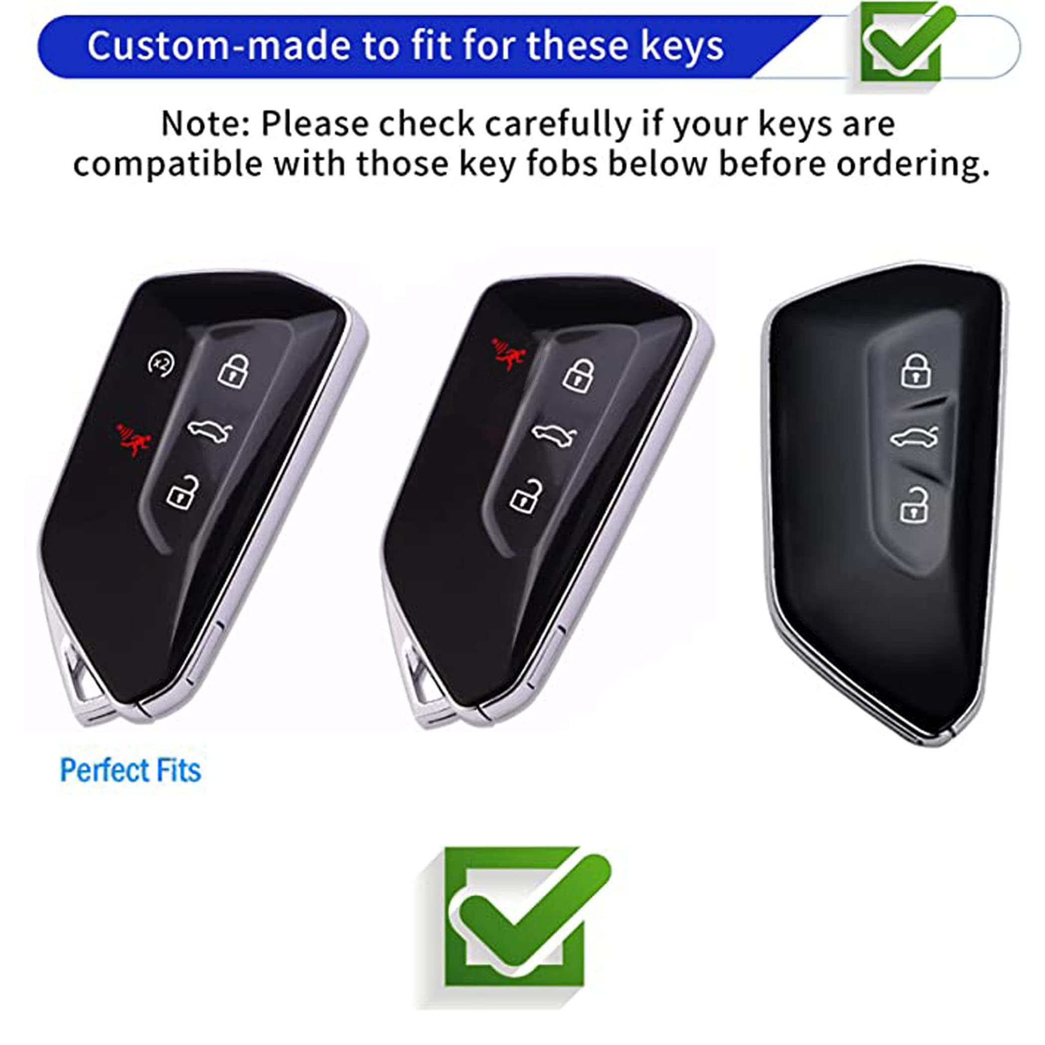 WENHENI for VW Volkswagen Key Fob Cover Key Fob Shell With KeyChain Fit for VW ID4 ID3 MK8 Golf GTI Skoda Octavia Smart Key (Gol