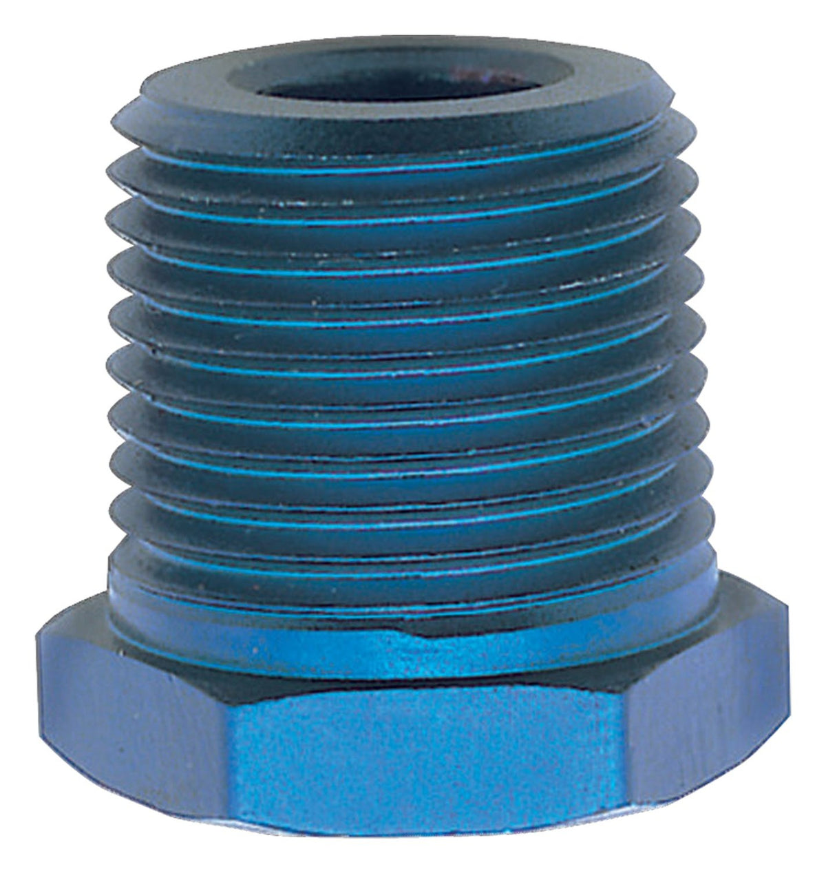 Edelbrock/Russell 661620 Blue Anodized Pipe Bushing Reducer Adapter Fitting