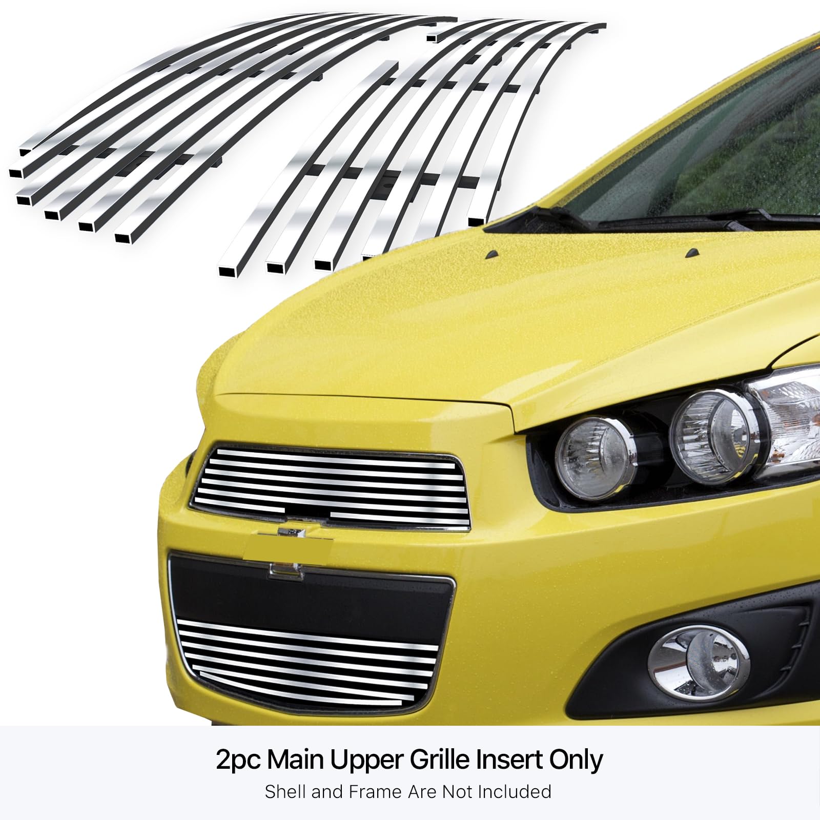 APS Compatible with Chevy Sonic 2012-2016 Main Upper Stainless Steel Chrome Billet Grille Grill Insert C66939A