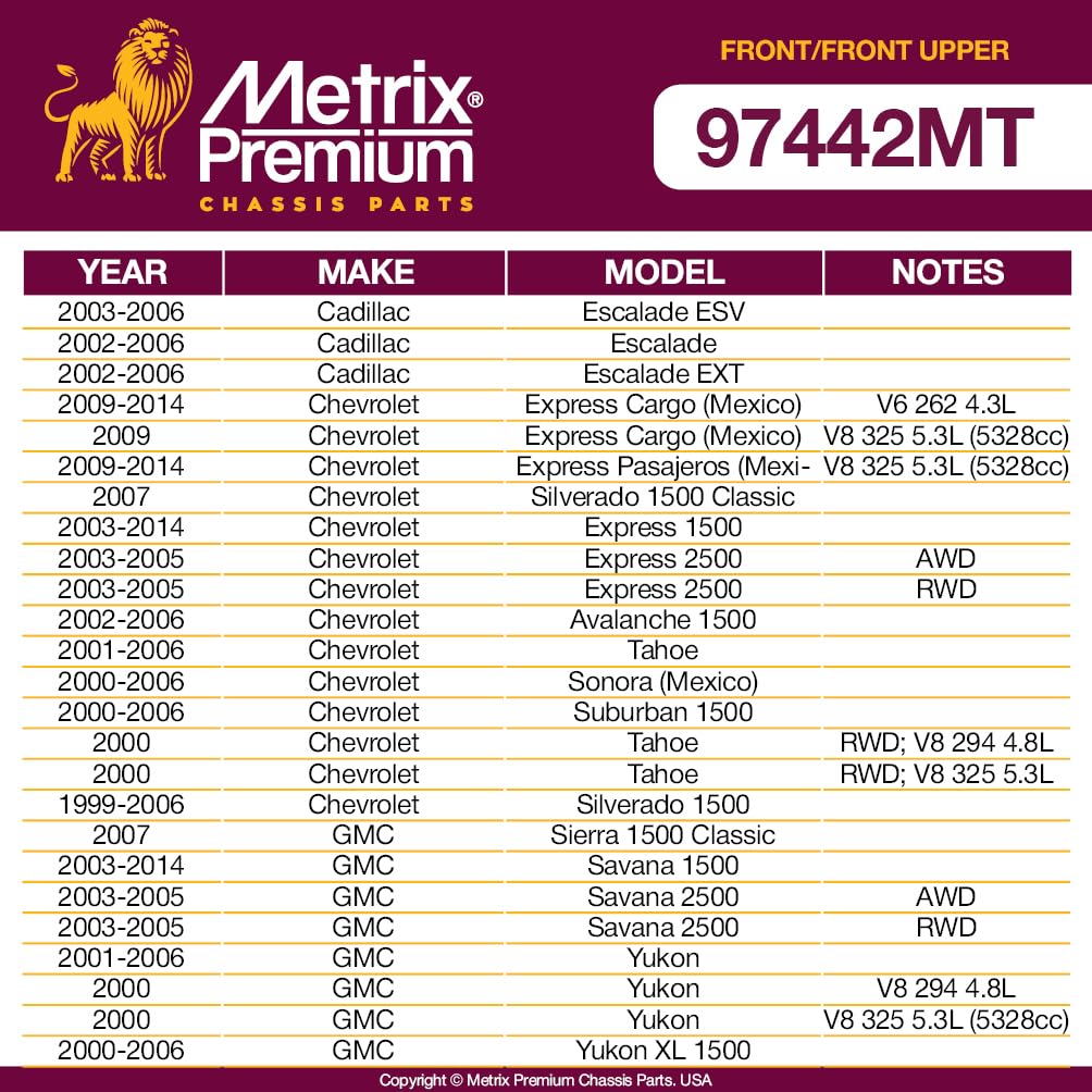 Metrix Premium Chassis Parts - 4 Pc Front L/R Upper Control Arm & Front Sway Bar Stabilizer End Link Kit Fits 00-06 Chevrolet Su