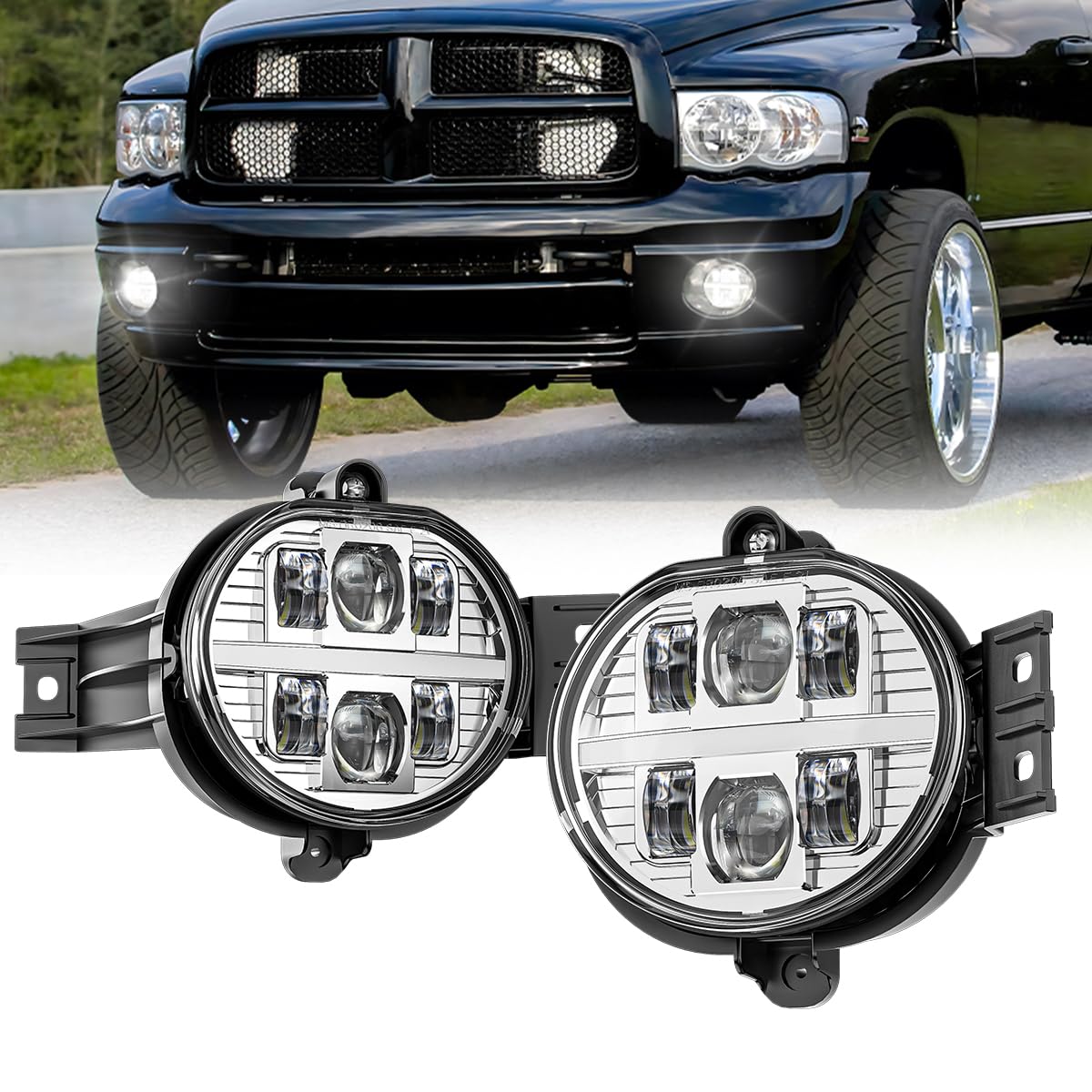 BICYACO LED Fog Light with DRL Compatible with Dodge Ram 1500 2002-2008 Dodge Ram 2500/3500 Pickup Truck 2003 2004 2005 2006 200
