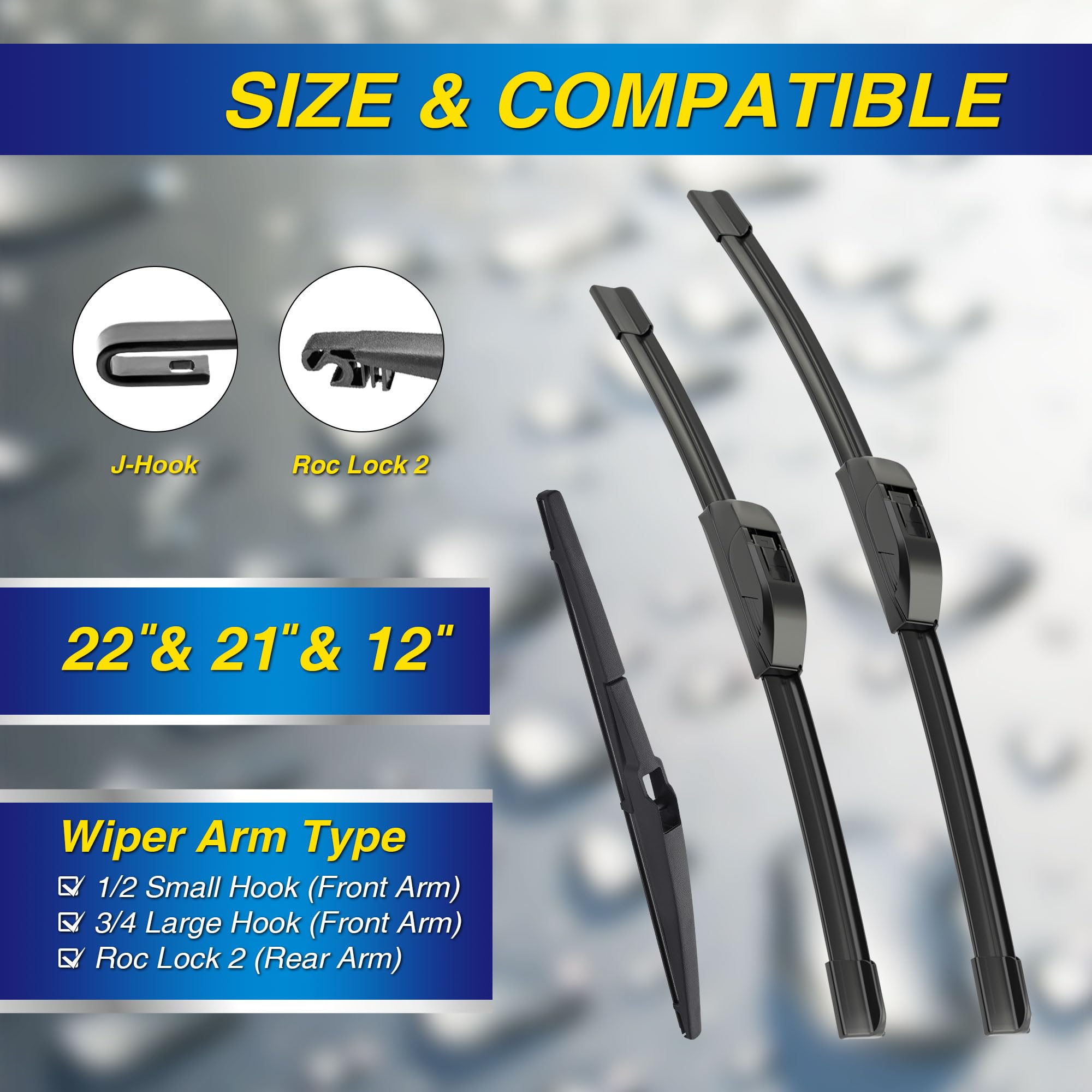 5 Plus Silicone Windshield Wiper Blades Replacement For 2022-2011 Dodge Durango 2013-2011 Jeep Grand Cherokee Wiper Blades(Set O