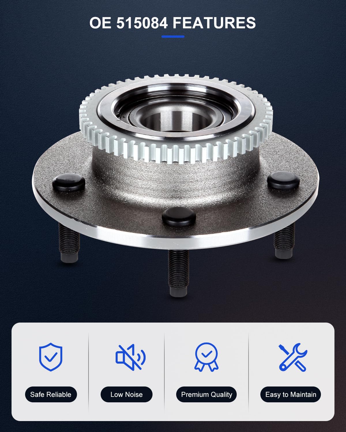 ECCPP Replacement for Pair of 2 Front Wheel Hub Bearing Assembly for 2000-2001 Dodge RAM 1500 Pickup 2WD 5 Lugs w/ABS 515084 x2