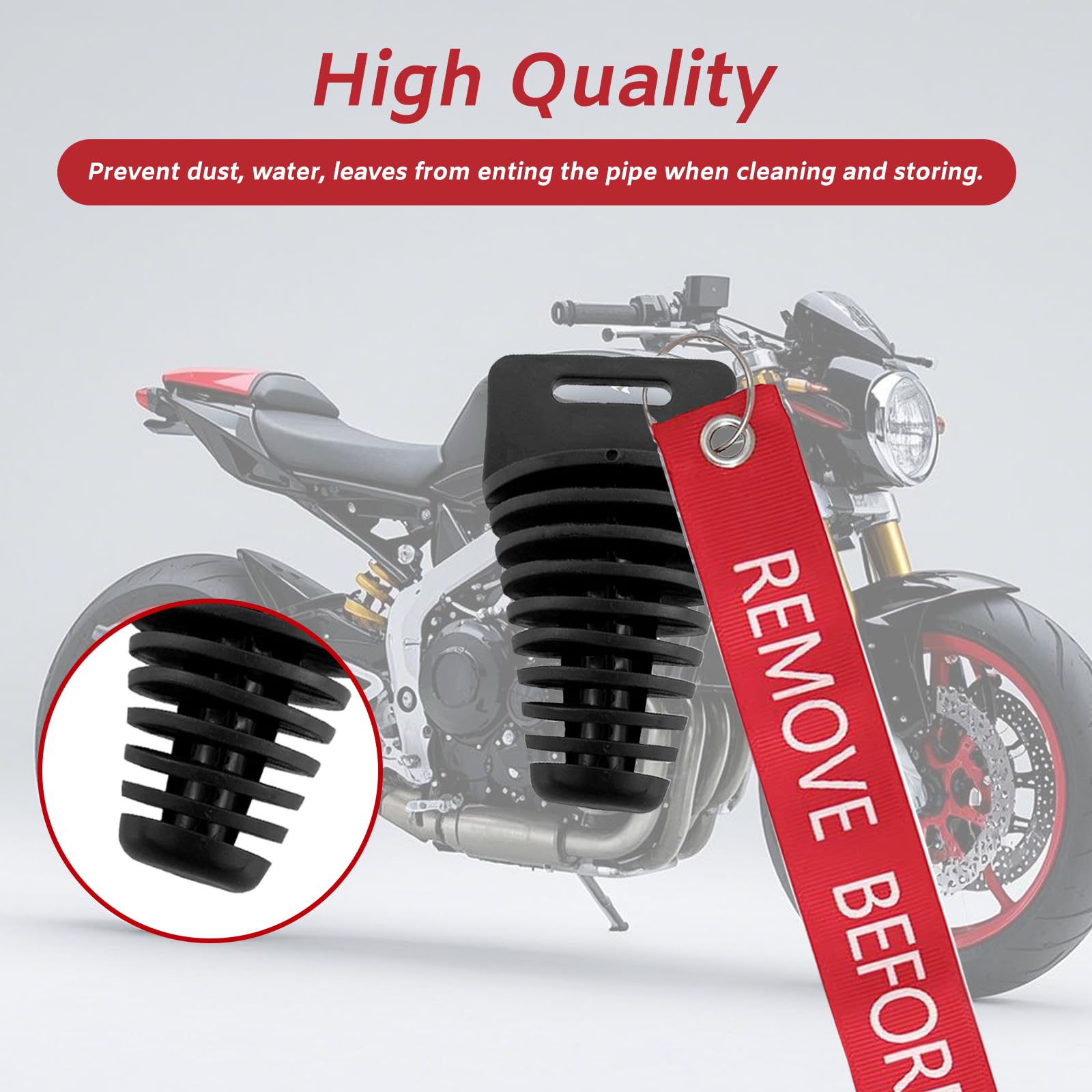 Muffler Exhaust Wash Plug, Hoedia 2 Pack Wash Plugs With 2 Streamers, Fit Most 2 Stroke 4 Stroke Motorcycle Bikes With Rubber Ex