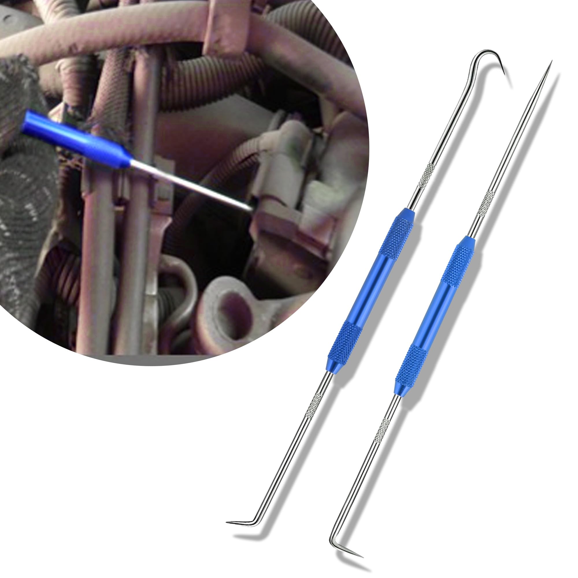 Salior 2PCS CarbonSteel Hook Tool and Pick Set,Double End Pick and Hook Set Auxiliary Dismantling Fittings,Universal O Ring Pick