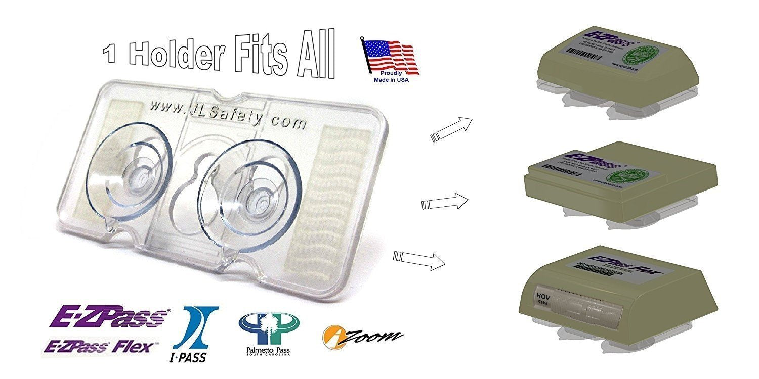 Jl Safety Ez Pass-Mate, Clear Holder For Ezpass Flex And Standard Ez Pass/I Pass New And Old. Holder Only. Fits Boxes Shown In Pictures. Patent Pending And Made In Usa.