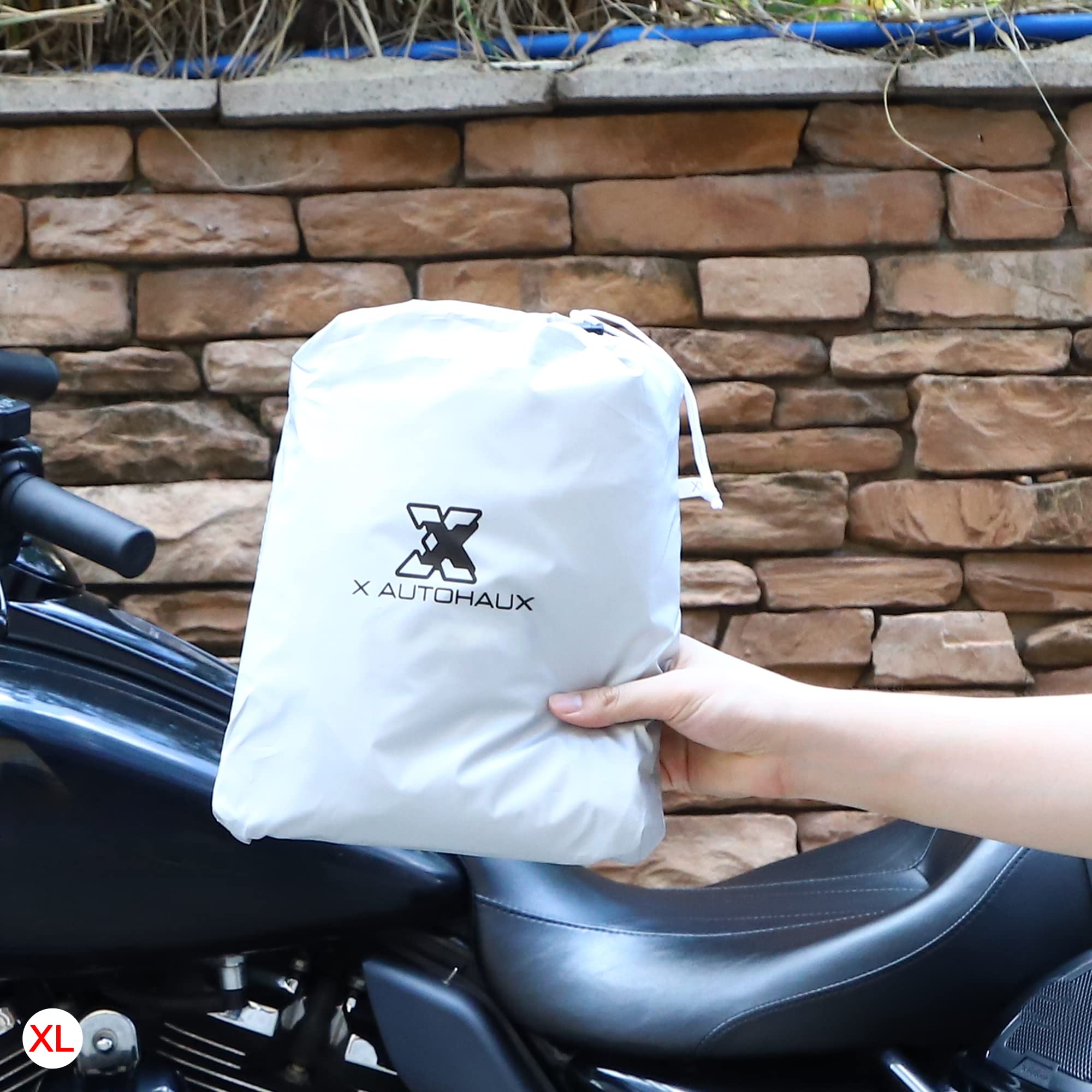 X Autohaux Motorcycle Cover Lightweight Half Cover Outdoor Waterproof Rain Dust Protector Silver Tone Xl Size For Most Full Dres