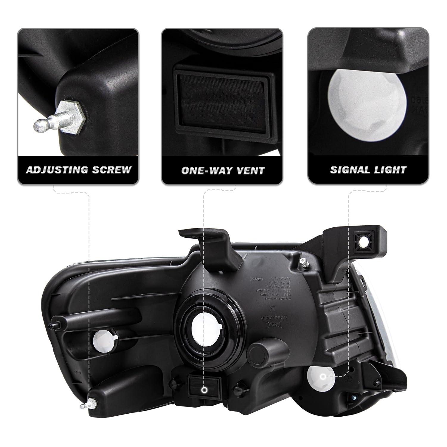 Sockir Headlight Assembly Replacement For 2006 To 2010 Ford Explorer Front Headlamp Pair Driver Passenger Side (Black Housing With Amber Reflector)