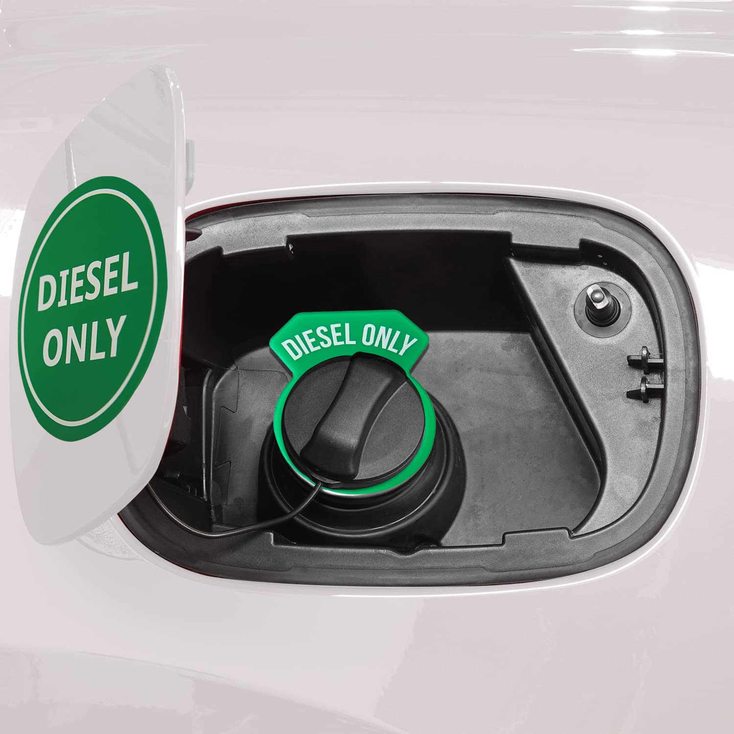 Carrotez Diesel Fuel Cap Silicone Ring 2Pcs With 2 Stickers, Gas Cap Truck Accessories Replacement Parts - Green