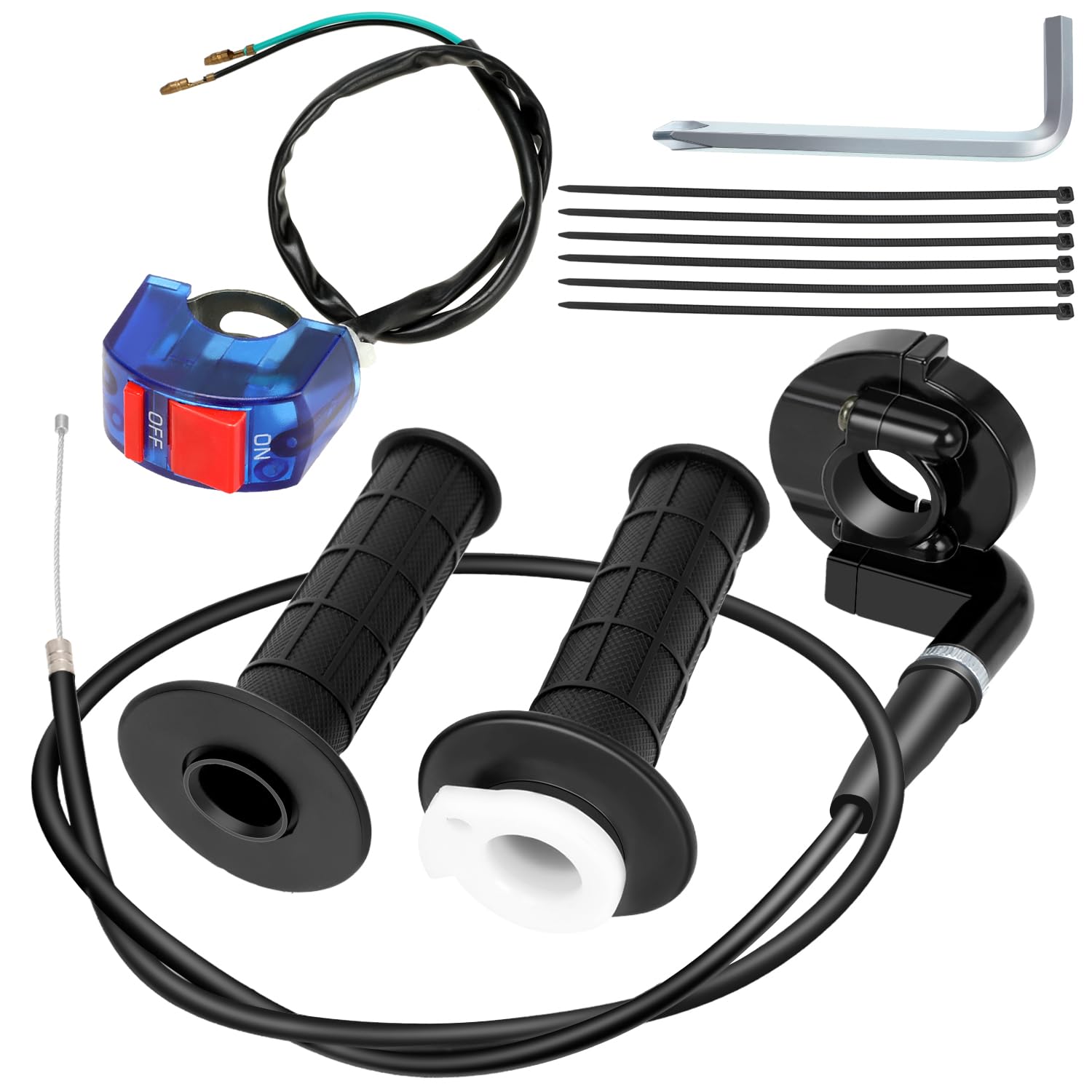 Yoxufa Mini Bike Throttle Cable Assembly For Coleman Ct200U Ct200U-Ex Bt200X Baja Db30 Warrior Mb200 Predator 212Cc Massimo Motovox 196Cc 200Cc 6.5Hp Engine Parts 22Mm 7/8 Handle Grip Accessories