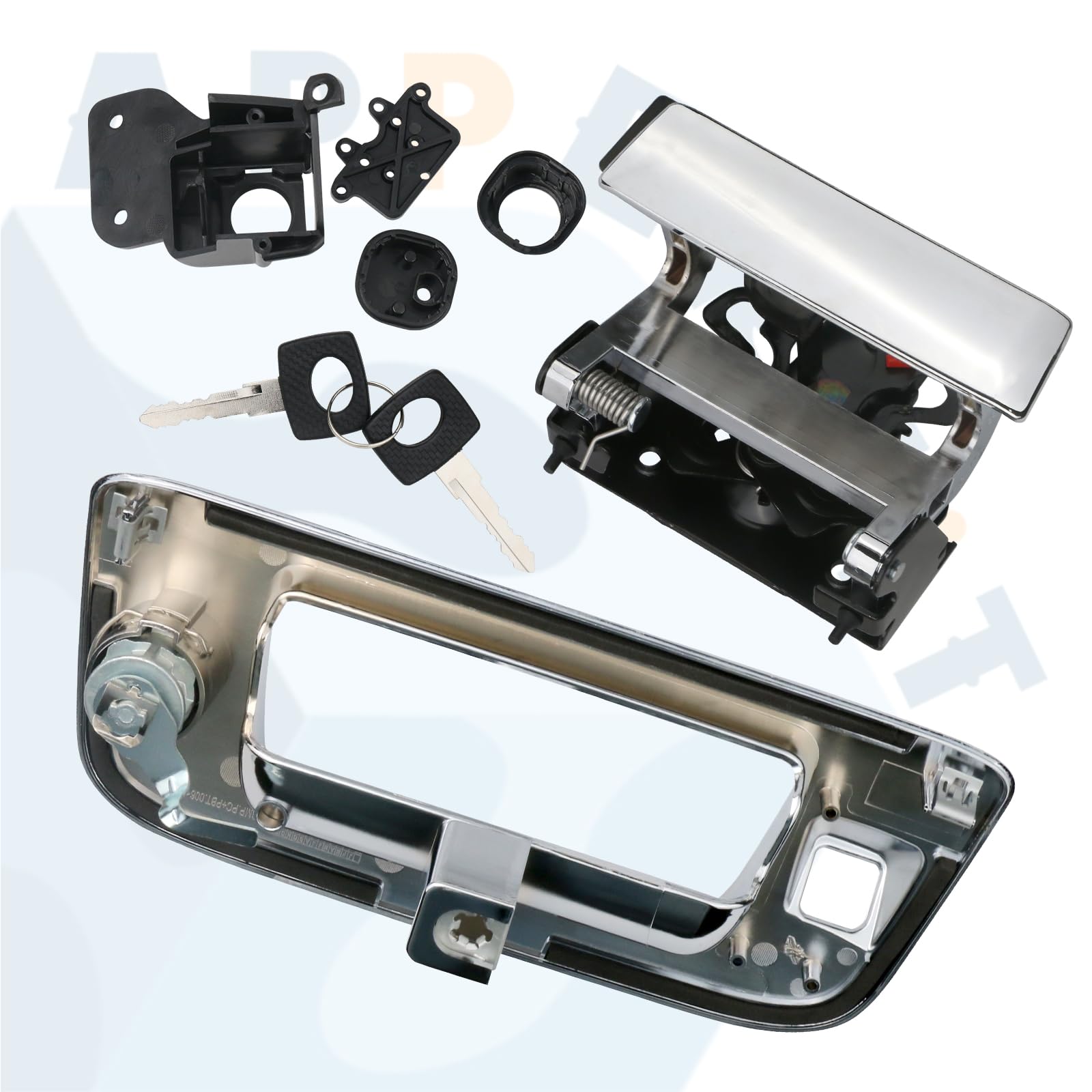 APPERFiT Locking Tailgate Handle Latch & Bezel w/Lock Cylinder & Backup Camera Hole Compatible with 2007-2014 Chevrolet Chevy Si