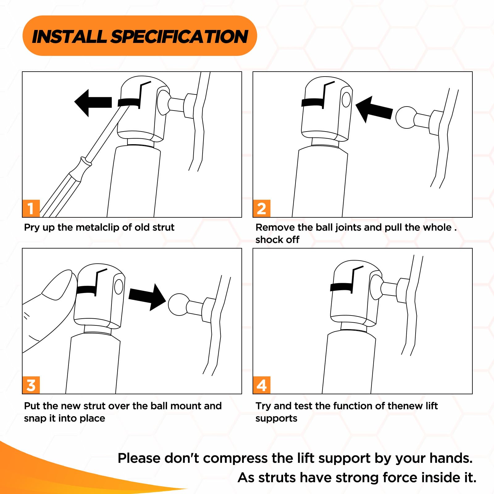 SYKRSS C1609209 16 '' Gas Strut 16 inch 38Lbs/169N Camper Shell Struts Shock Lift Support Gas Spring for Leer ARE ATC Camper Top