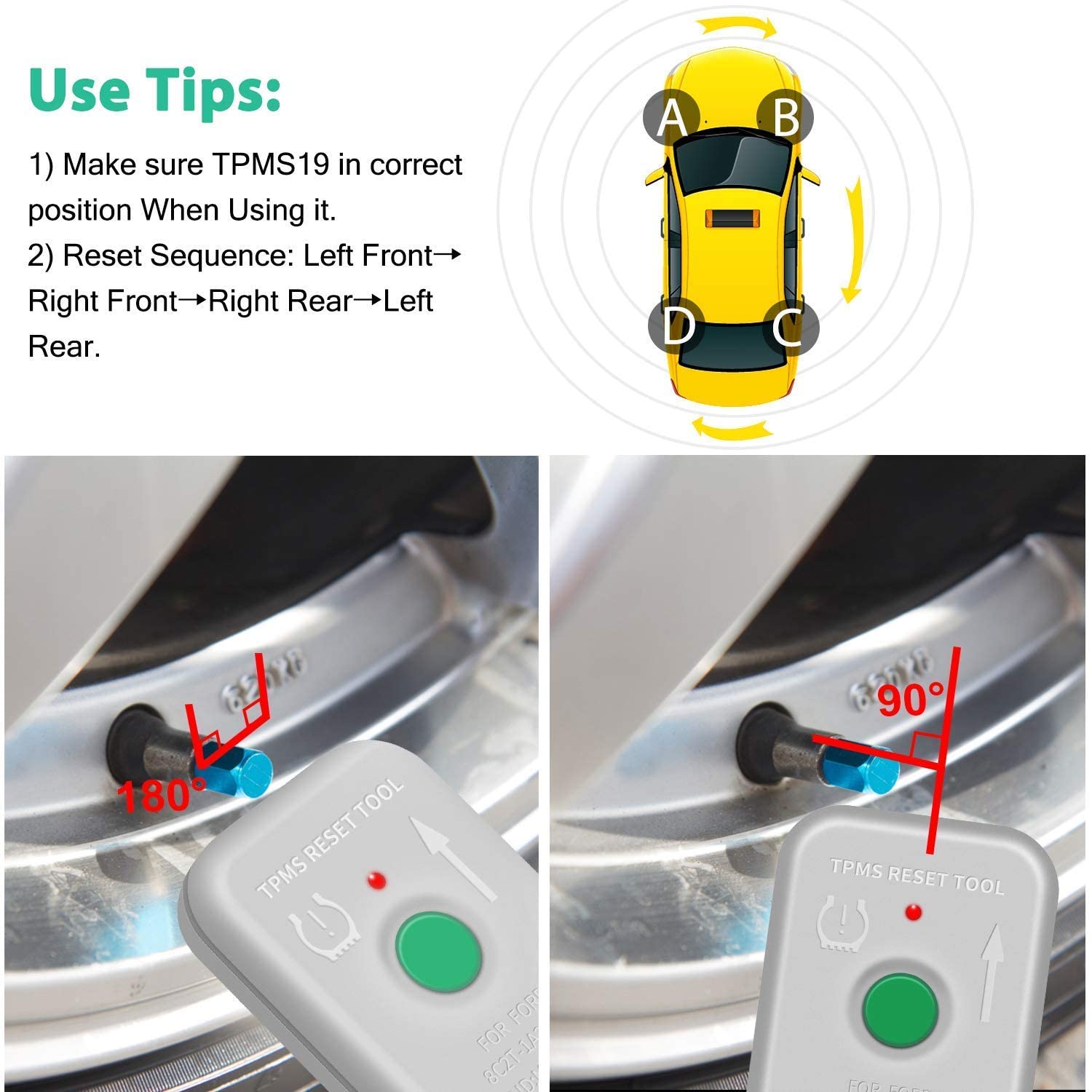 Arozk Tpms19 Tpms Reset Tool Sensor Relearn Reset Tool For Ford Lincoln And Mazda Tire Pressure Monitor System Sensor Programming Training Activation Tool Tpms Trigger Tool Tire Sensors Reset Tool