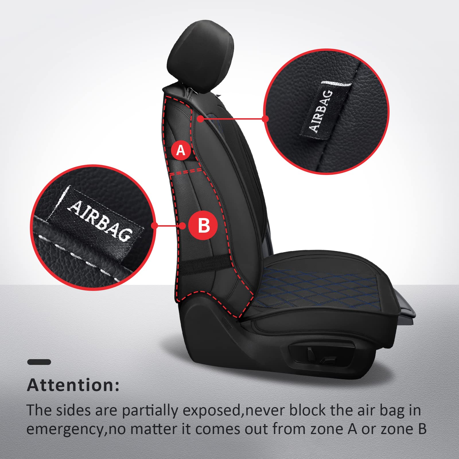 Mirozo 2Pcs Front Seat Covers, Waterproof Car Seat Cover Vehicle Cushion Cover Breathable Fit For Most Sedan, Truck And Suv For