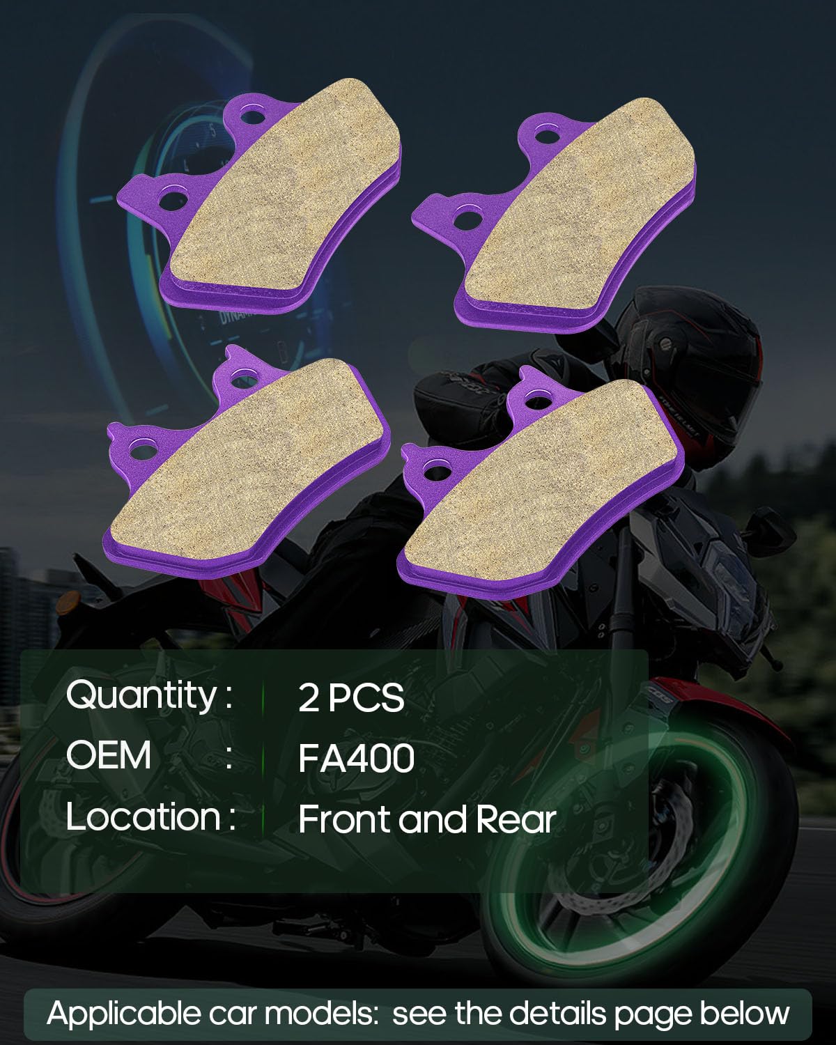 Scitoo Carbon Fiber Brake Pads Fit For 00 01-04 Dyna, 01-06 For Fatboy, 00 01-03 05 Heritage/Night, 00-02 Softail