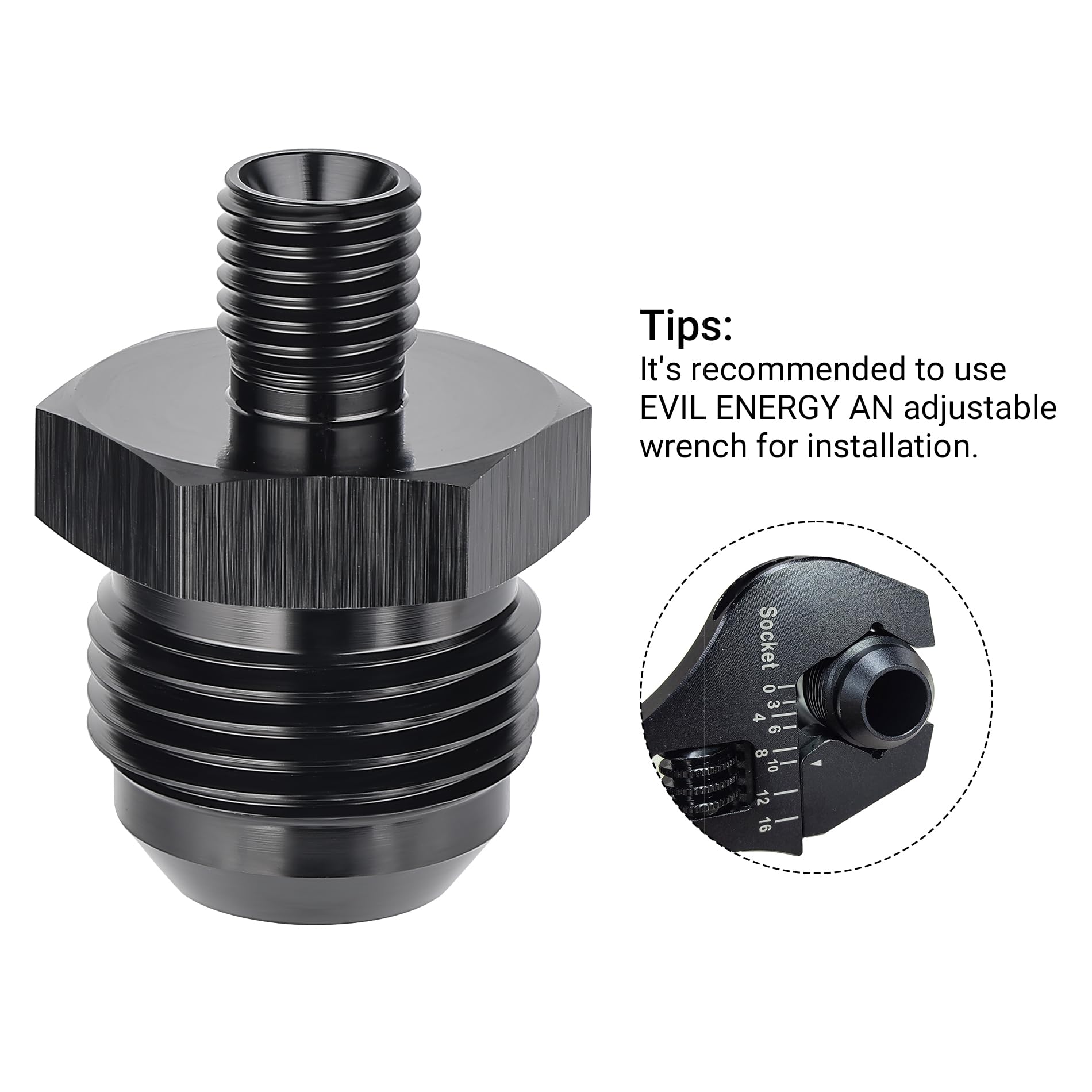 Evil Energy 12An Male Flare To M12 X 1.0Mm Male Metric Fitting Adapter Aluminium Alloy 2Pcs