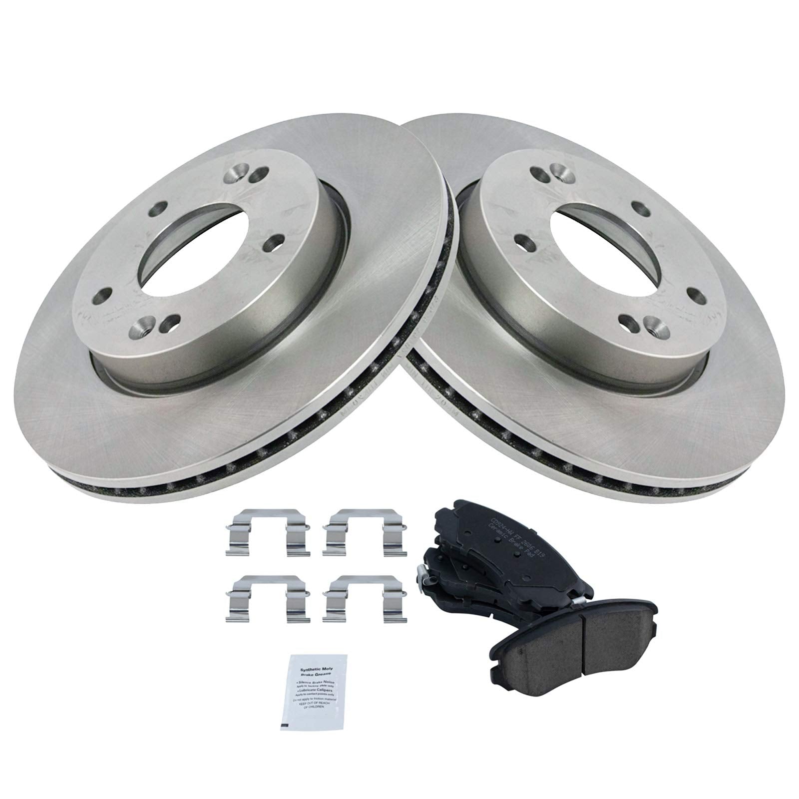 Trq Front Brake Pad & Rotor Kit Brake Pads Brake Rotor Ceramic Compatible With 2010-2011 Kia Soul