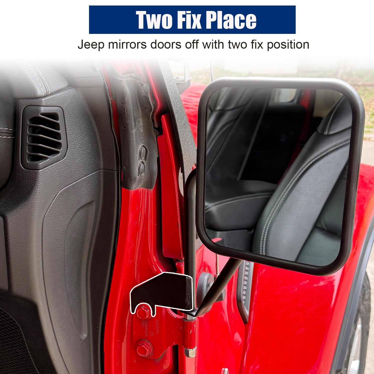 SUNPIE Doors off Mirrors Compatible with Jeep Wrangler JL JLU 2 Doors 4 Doors and Gladiator JT 2018-2025, Door Less Side View Mi