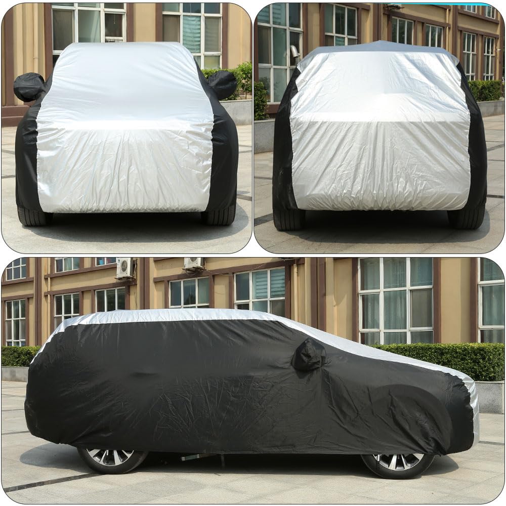 Coverado Suv Car Cover Waterproof All Weather For Automobiles, Outdoor Full Size Cover 210D Rain Sun Uv Protection With Pu Water