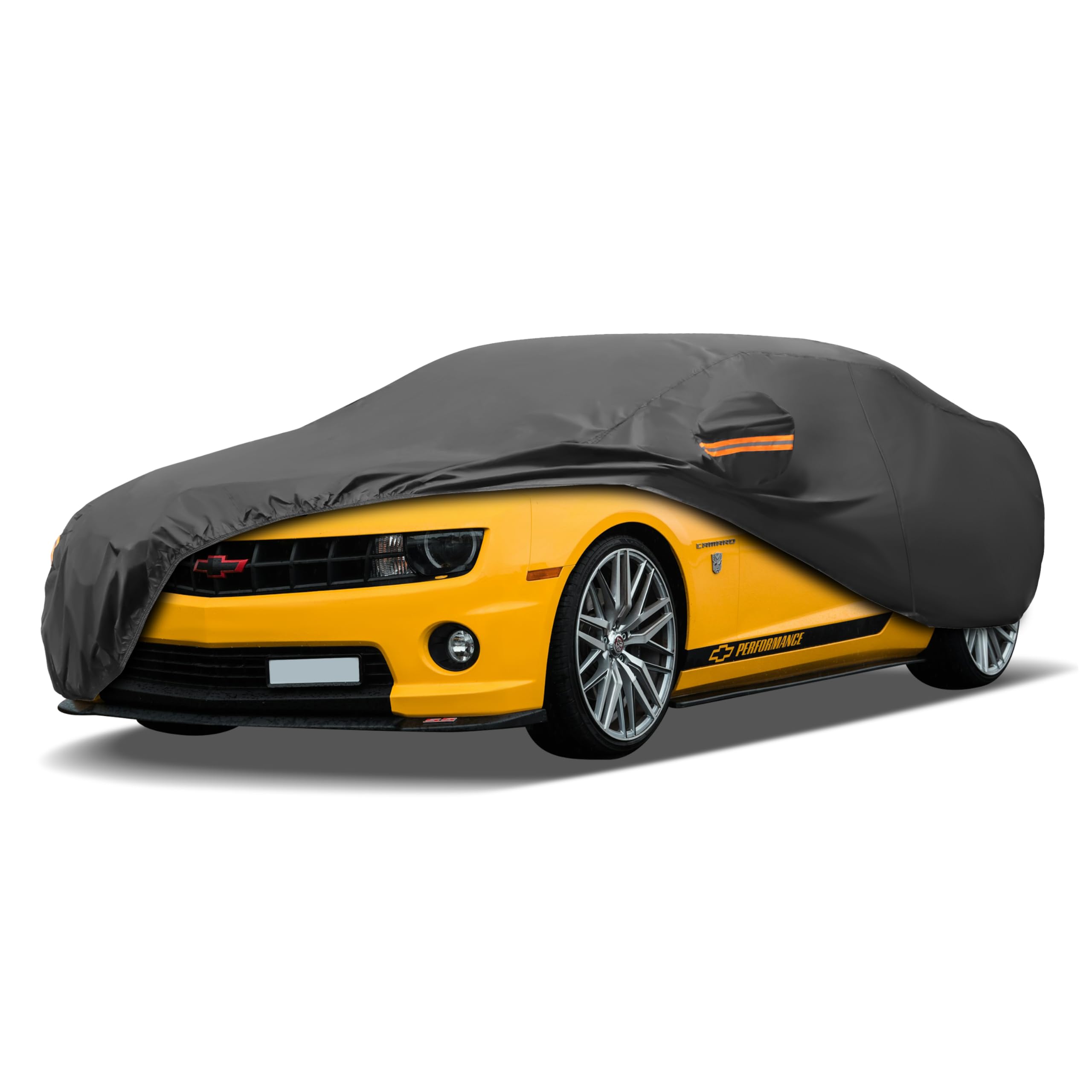 Mornyray Compatible With Chevy Camaro,Car Cover Outdoor Waterproof Sun Rain Snow Hail Protection With Driver Door Zipper (Black,