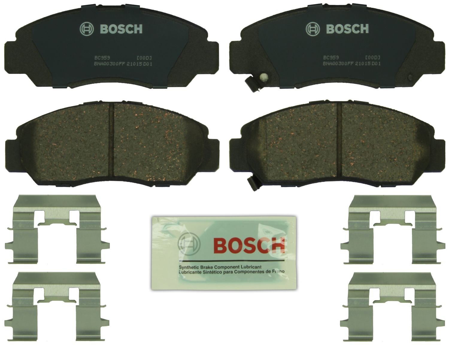 BOSCH BC959 QuietCast Premium Ceramic Disc Brake Pad Set - Compatible with Select Acura CSX; Honda Accord; FRONT