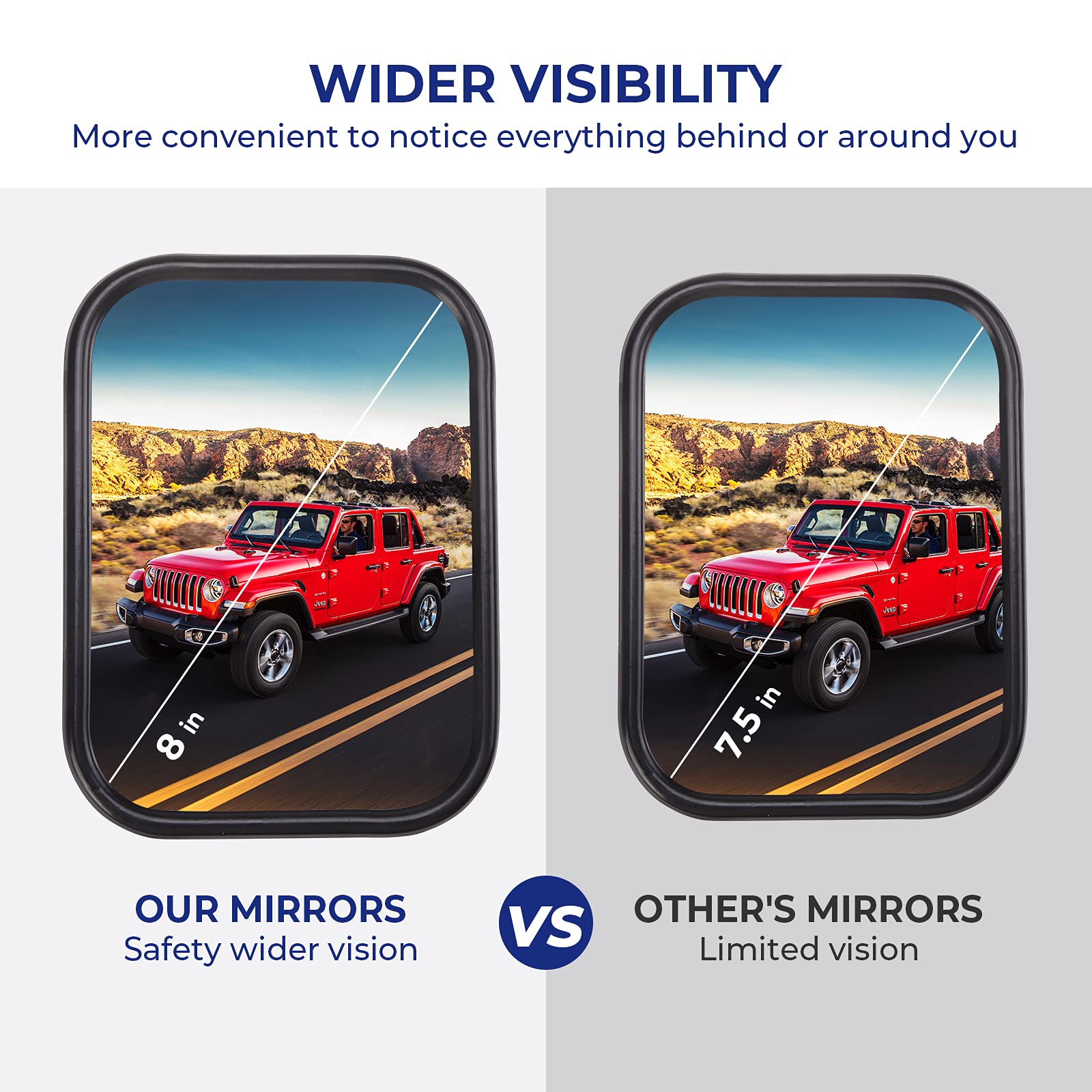 Qmparts Upgraded Mirrors Doors Off Compatible With Wrangler Tj Jk Jku, No Vibrate & Wobble Side View Mirrors, Easy-Install Quick