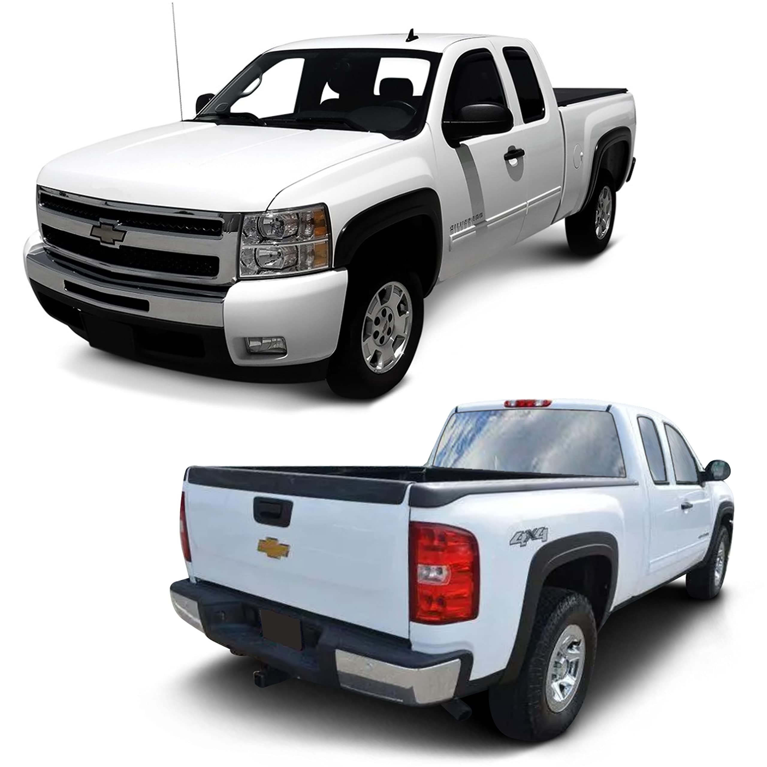 Factory/Oe Design Fender Flares For 2007-2013 Chevrolet Silverado. Set Of 4 (Standard Bed (6'6') / Long Bed (8') Models) | Does Not Fit Any Gmc Trucks