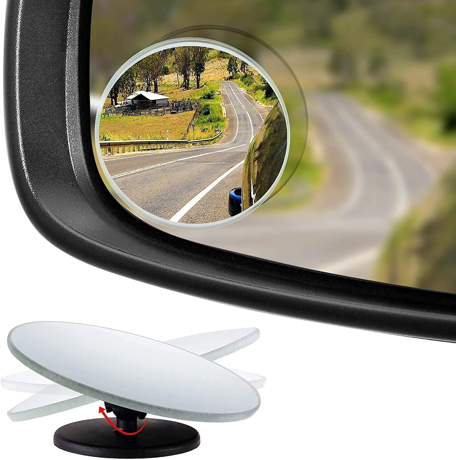 Verivue 2-Inch Round Blind Spot Mirrors for Cars, Universal Fit, HD Convex Wide Angle, Stick-On Frameless Side Mirror Blindspot,