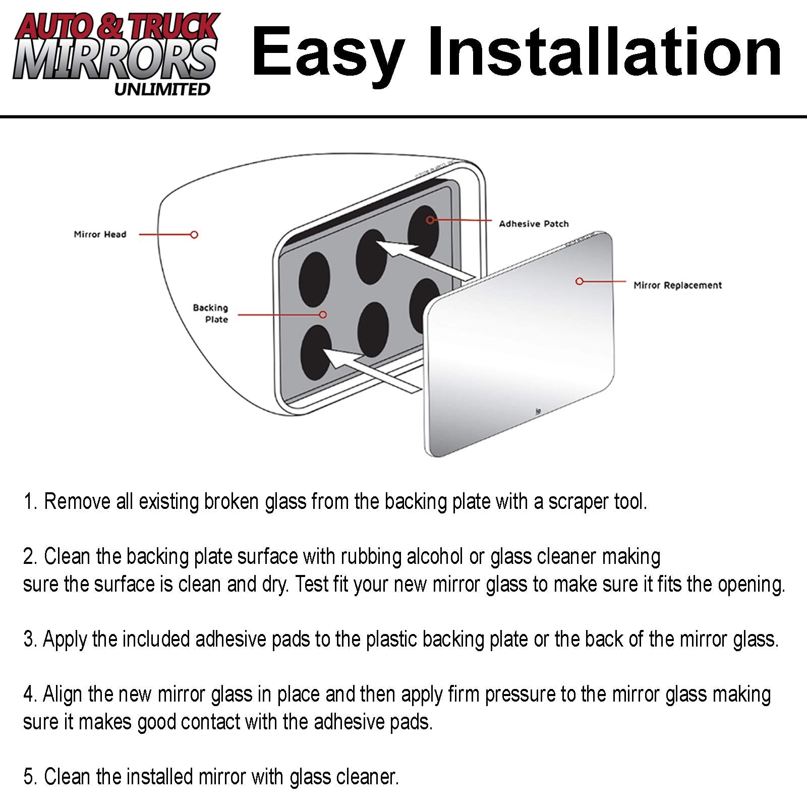 Mirror Glass Replacement + Adhesive Pads For 2011-2017 Volkswagen Touareg Passenger Side (2011 2012 2013 2014 2015 2016 2017 11