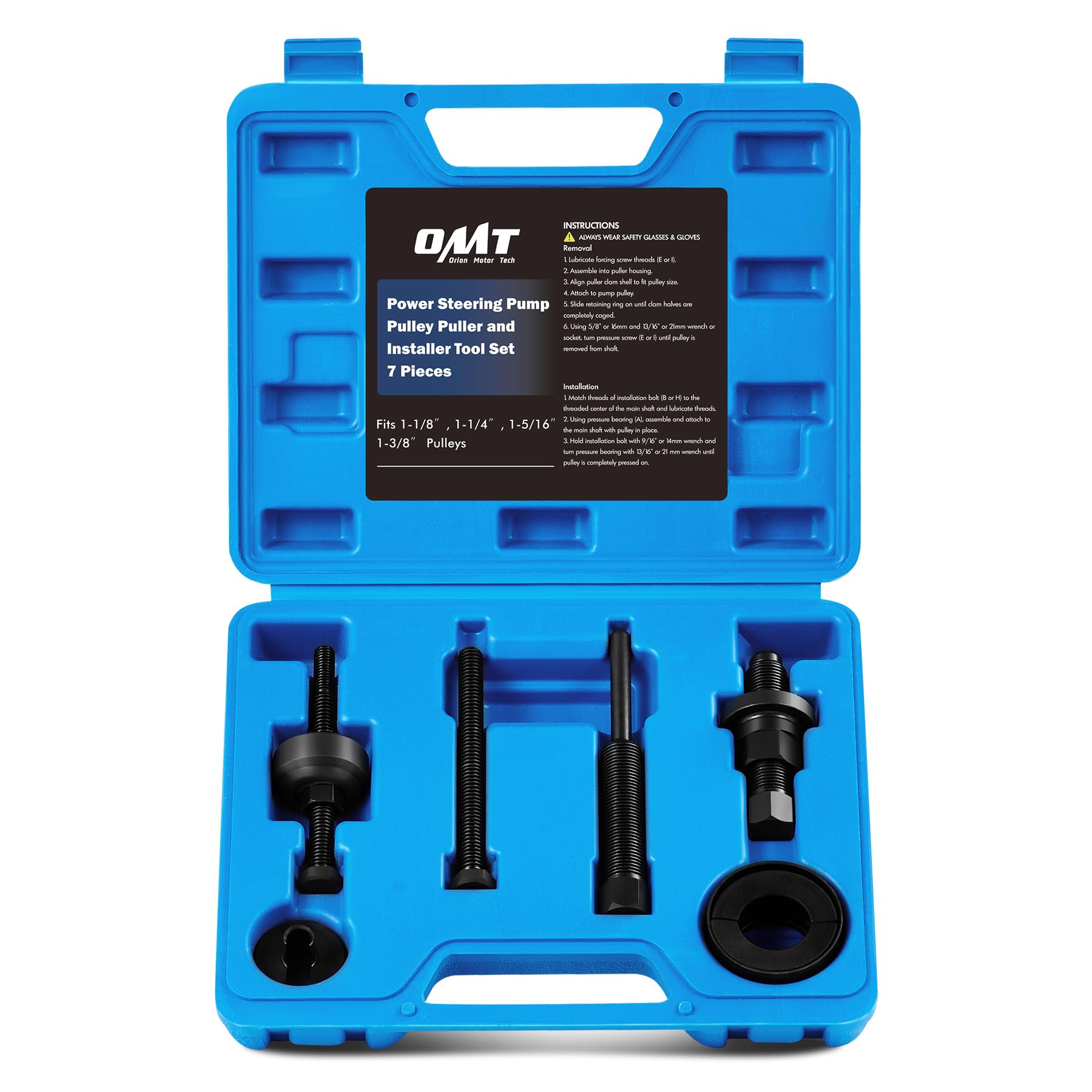 Orion Motor Tech Power Steering Pump Pulley Puller/Installer Tool Set, Pump Pulley Remover Installer Tools Compatible with Ford,