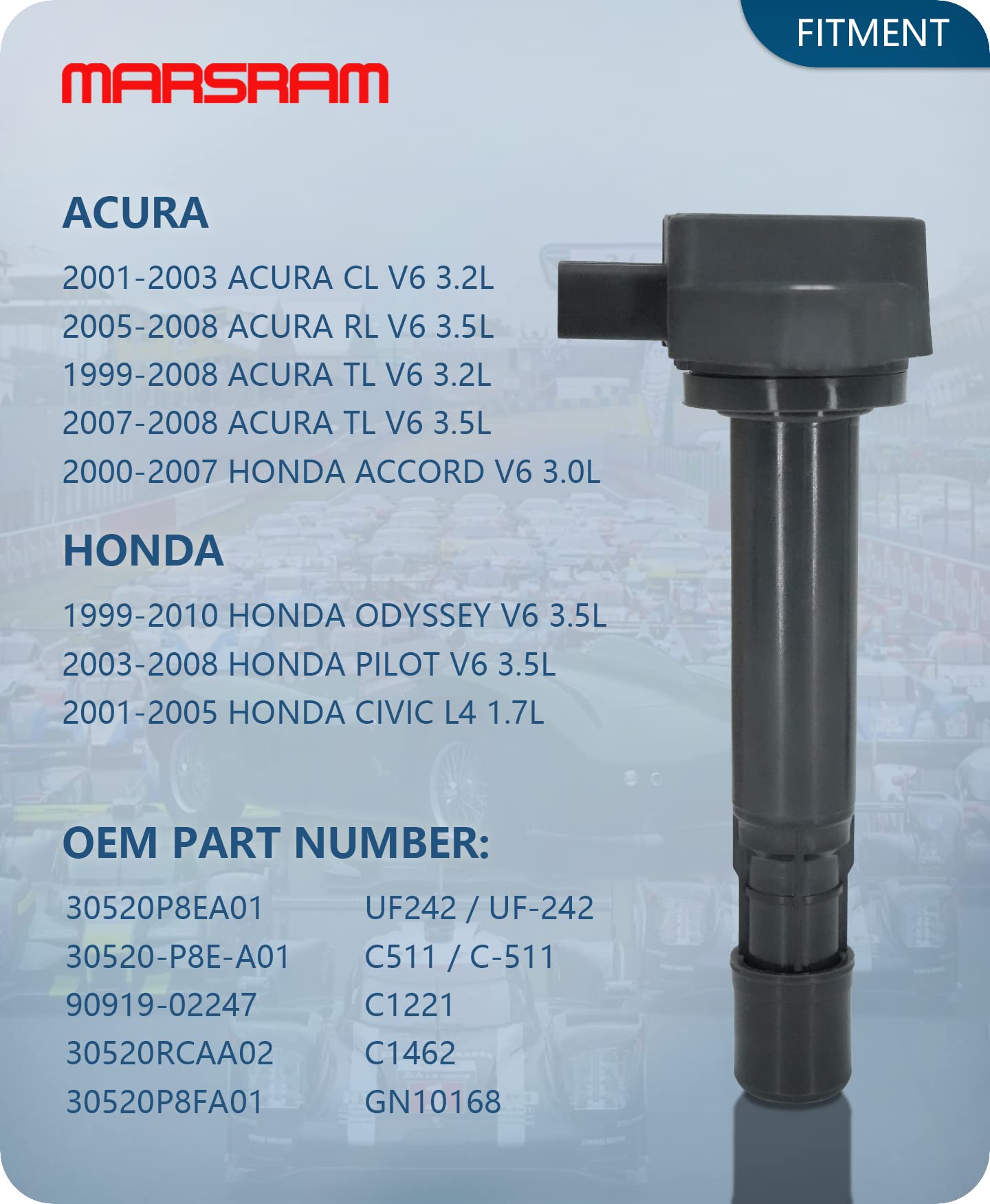 Marsram Ignition Coil Pack Set Of 6 Compatible With 2005 2006 2007 2008 Acura Cl Rl Tl 2001 2002 2003 Honda Accord Odyssey Pilot