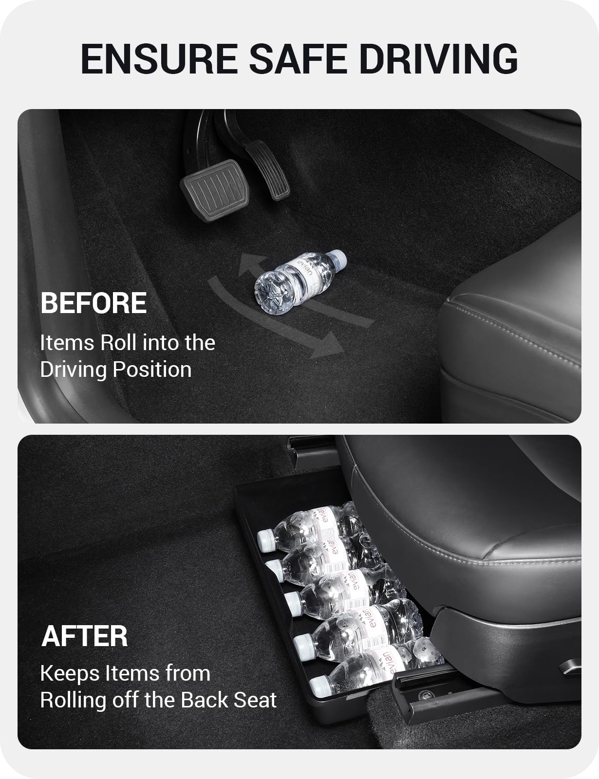 Basenor 2Pack Tesla Model Y Under Seat Storage Box, Waterproof Hidden Storage Underseat Organizer With Lid Cover Tray For 2020-2