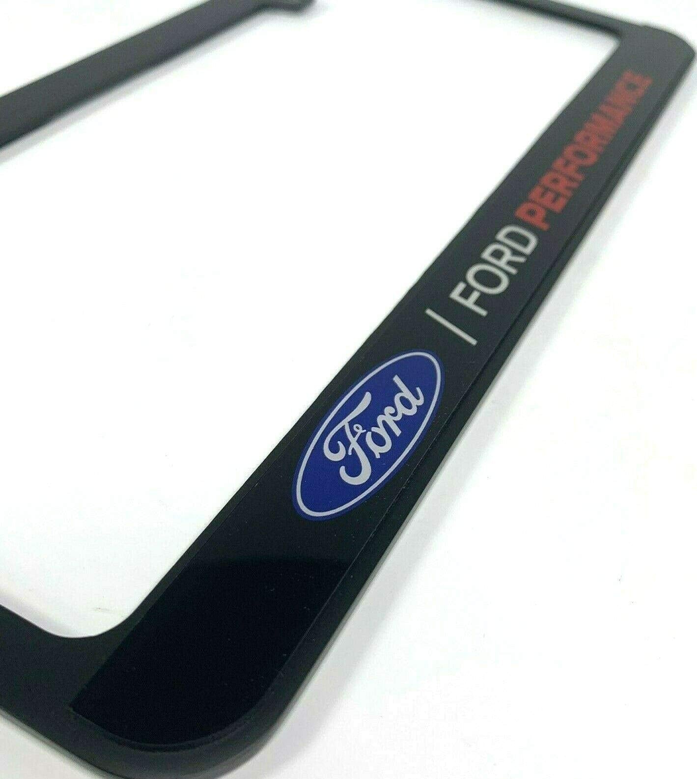 Eurosport Daytona Black License Plate Frame- Ford Performance L/W Uv Direct On Black Acrylic