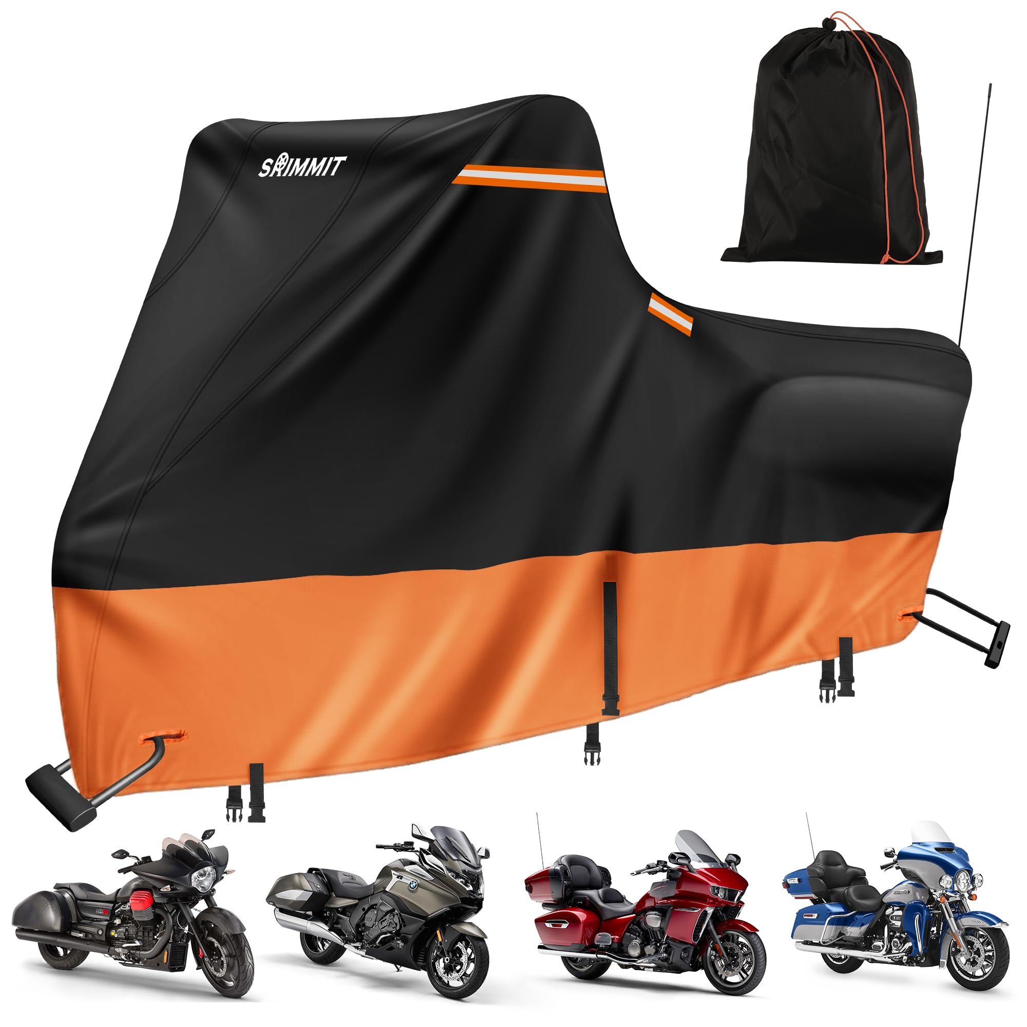 Motorcycle Cover Waterproof Outdoor,420D Large Motorcycle Cover With Side Box,Fits Touring Models Road King Special,Street Glide