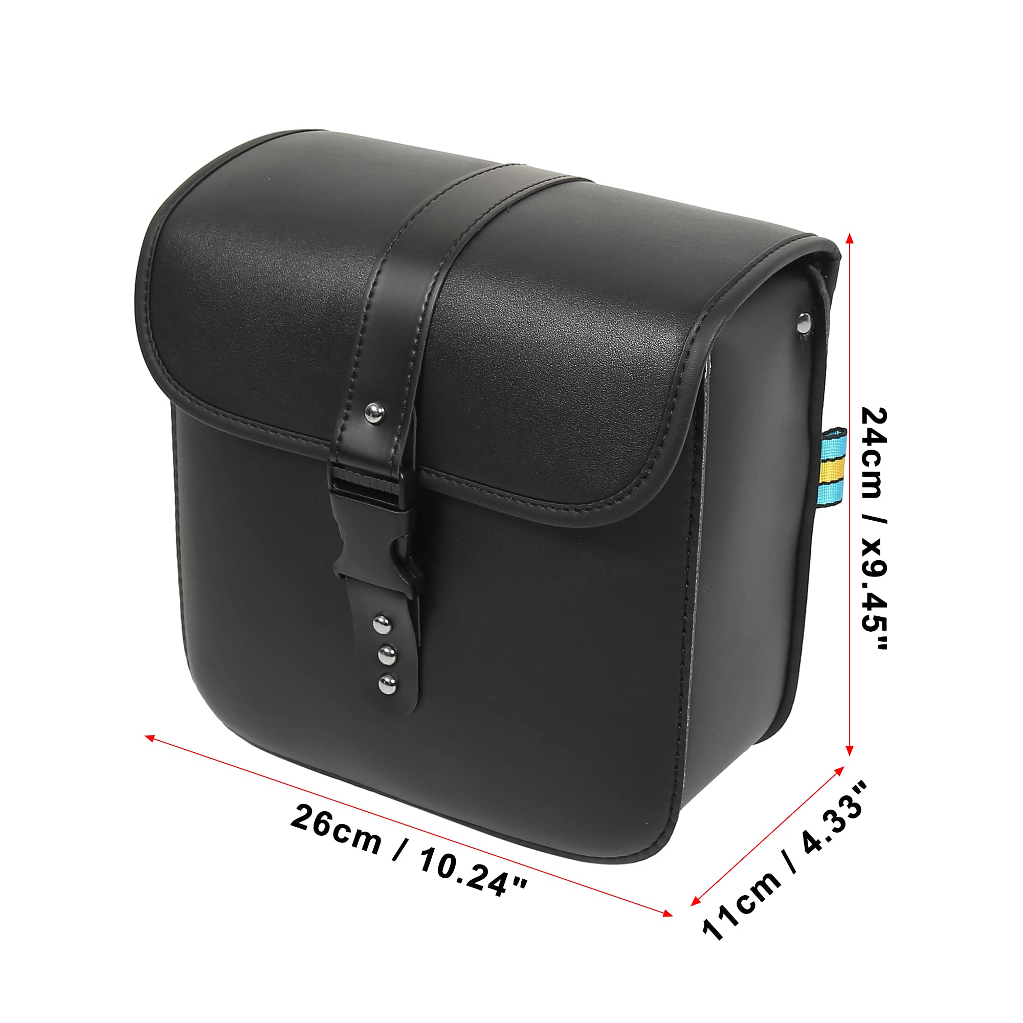 Motoforti Pair Universal Motorcycle Saddlebag Side Tool Bags Cycling Luggage Bag Quick Release Buckles Black 10.24'X4.33'X9.45'