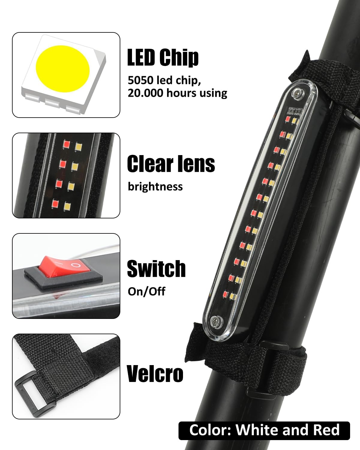 Sunpie Led Dome Light For Utv Sxs, Universal Roll Bar Interior Lights W/White&Red Compatible With Polaris(Rzr/Ranger/General) Ta