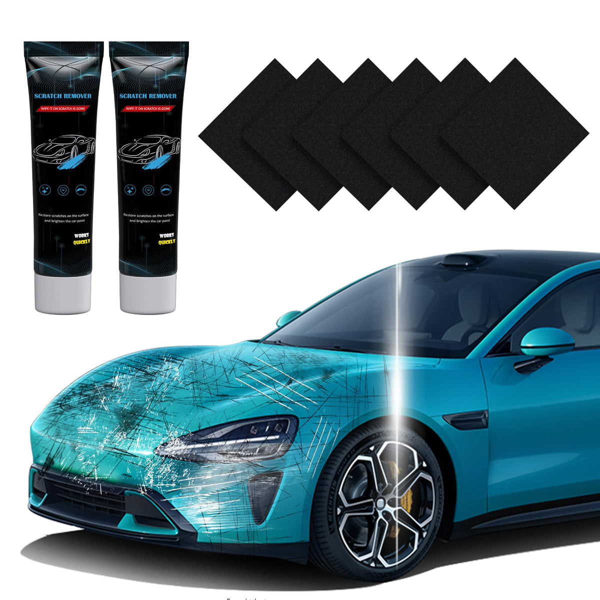 Huotwoe Car Scratch Remover, Nano Sparkle Cloth Car Scratch Remover Upgrade, Multi-Purpose Nano Magic Cloth