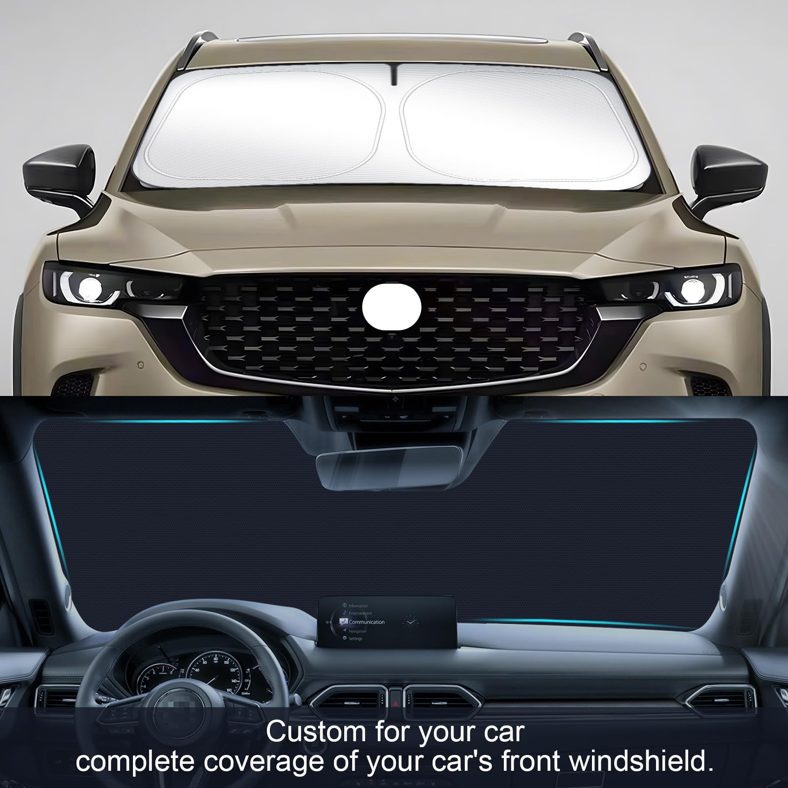 Shinehome Car Windshield Sun Shade Compatible With 2017-2023 2024 2025 Mazda Cx-5 Cx5 Accessories Sport, Touring, Grand Touring,